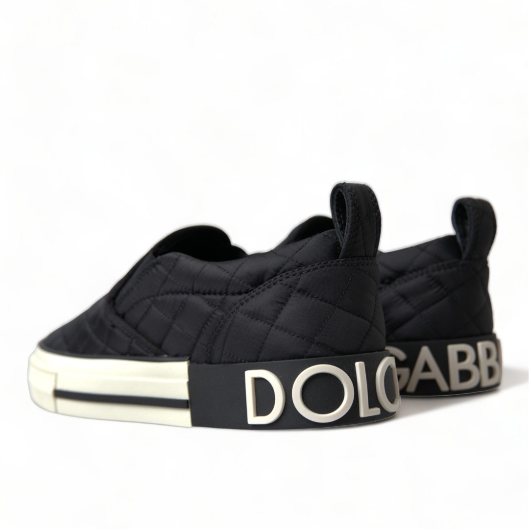 Дамски маратонки Dolce & Gabbana Elegant Quilted Black Canvas Sneakers