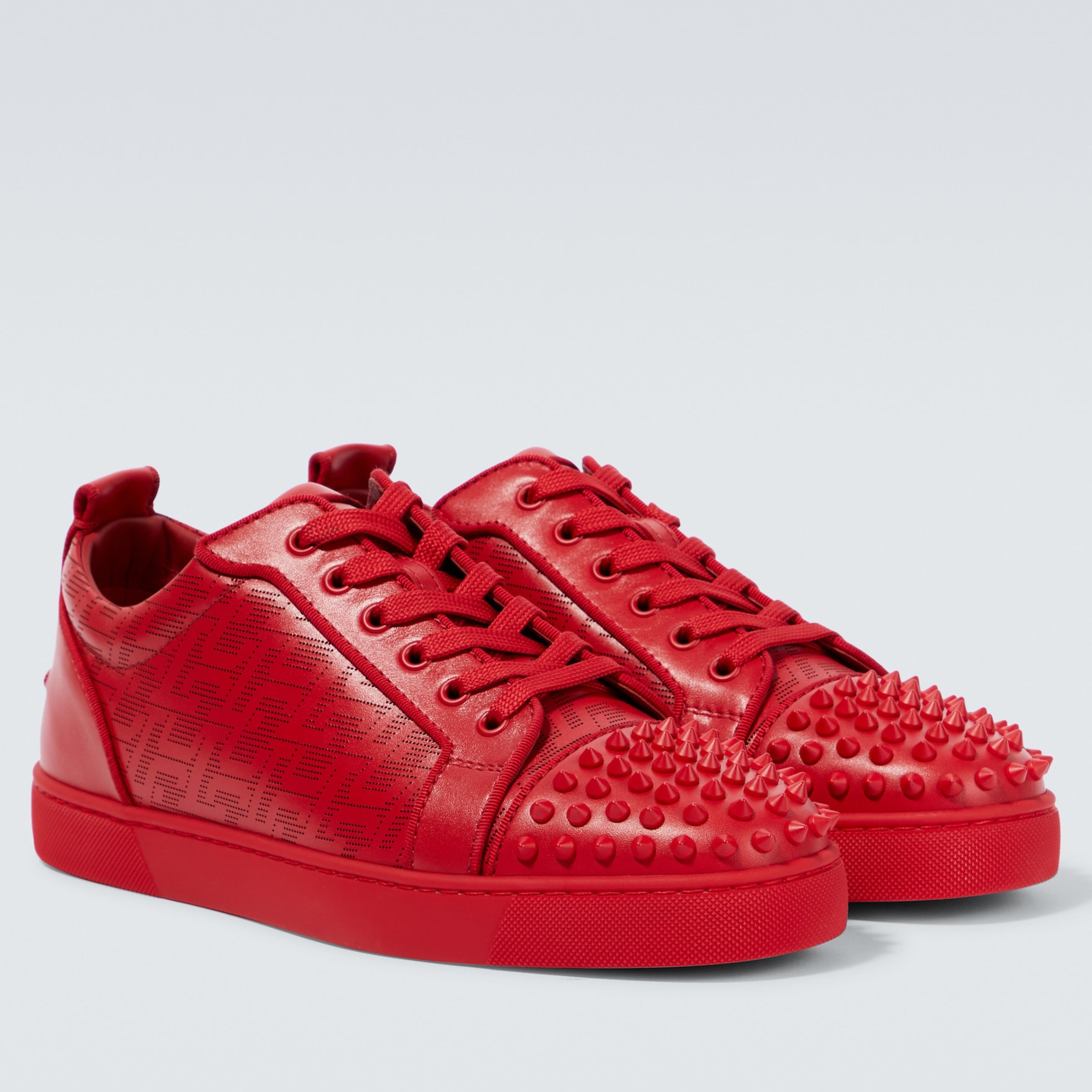 Мъжки луксозни кецове Christian Louboutin The Louis Junior Spikes Orlato в червено 