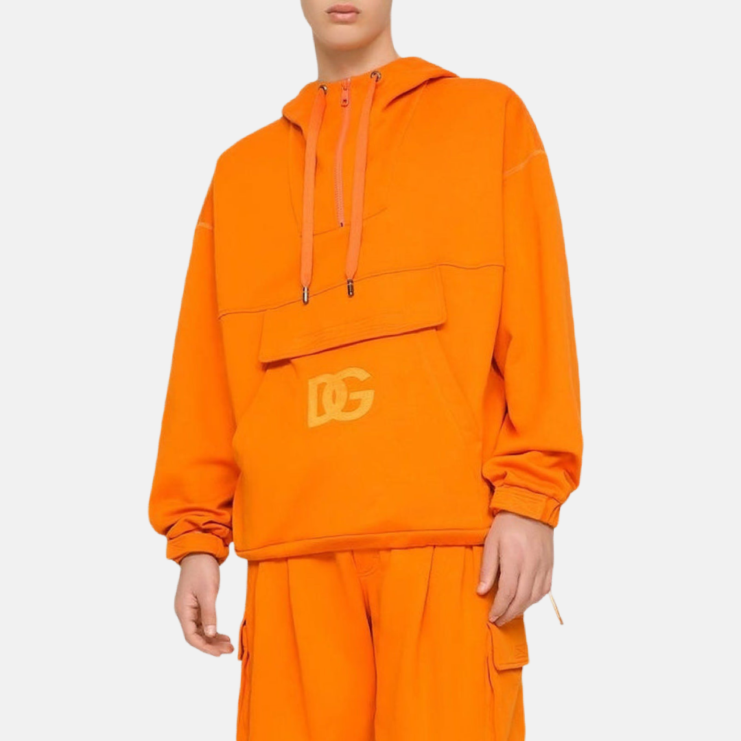 Мъжко оранжево худи Dolce & Gabbana Orange Hooded Pullover Sweatshirt