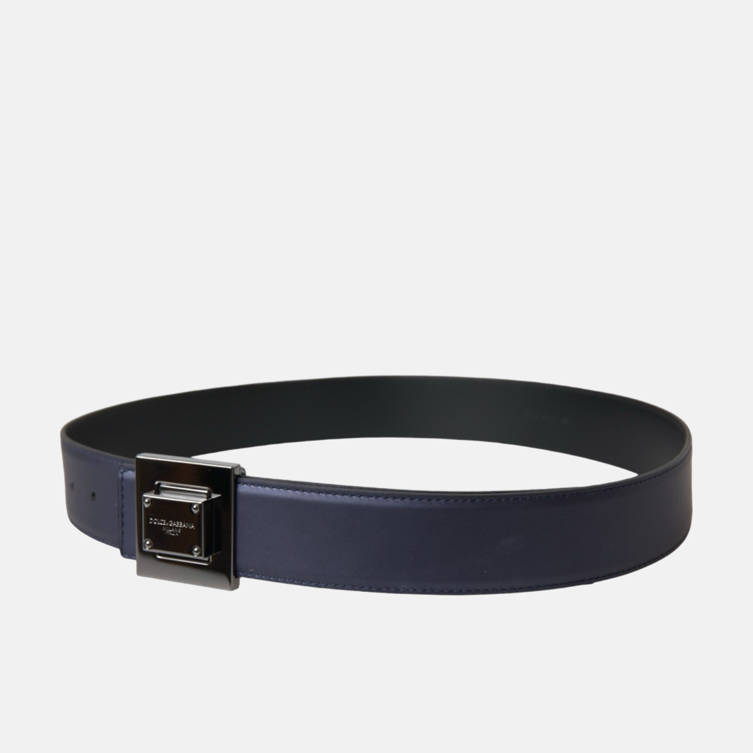 Дамски син колан Dolce & Gabbana Blue Leather Square Metal Buckle Belt