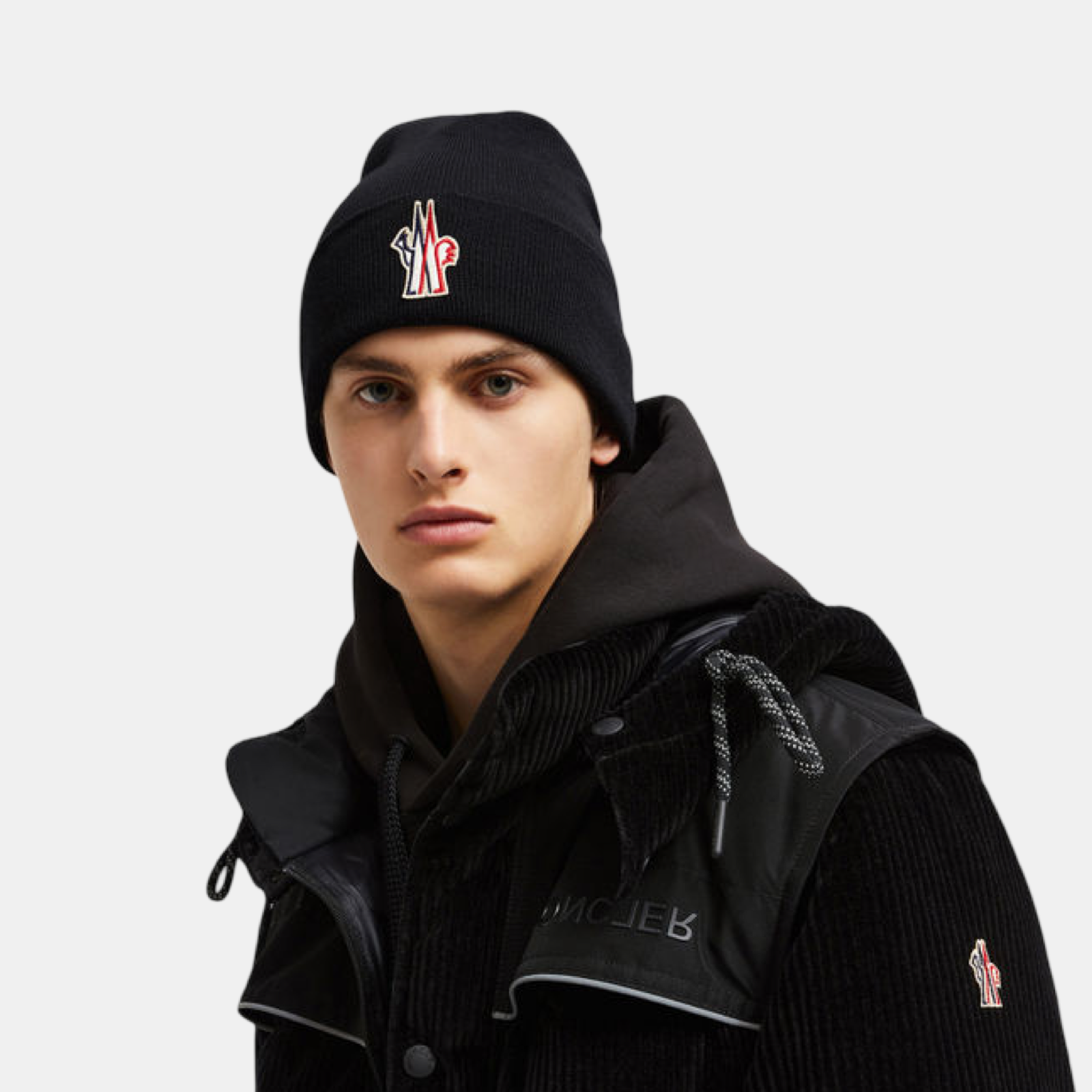 Moncler Grenoble Wool Beanie Hat Model View