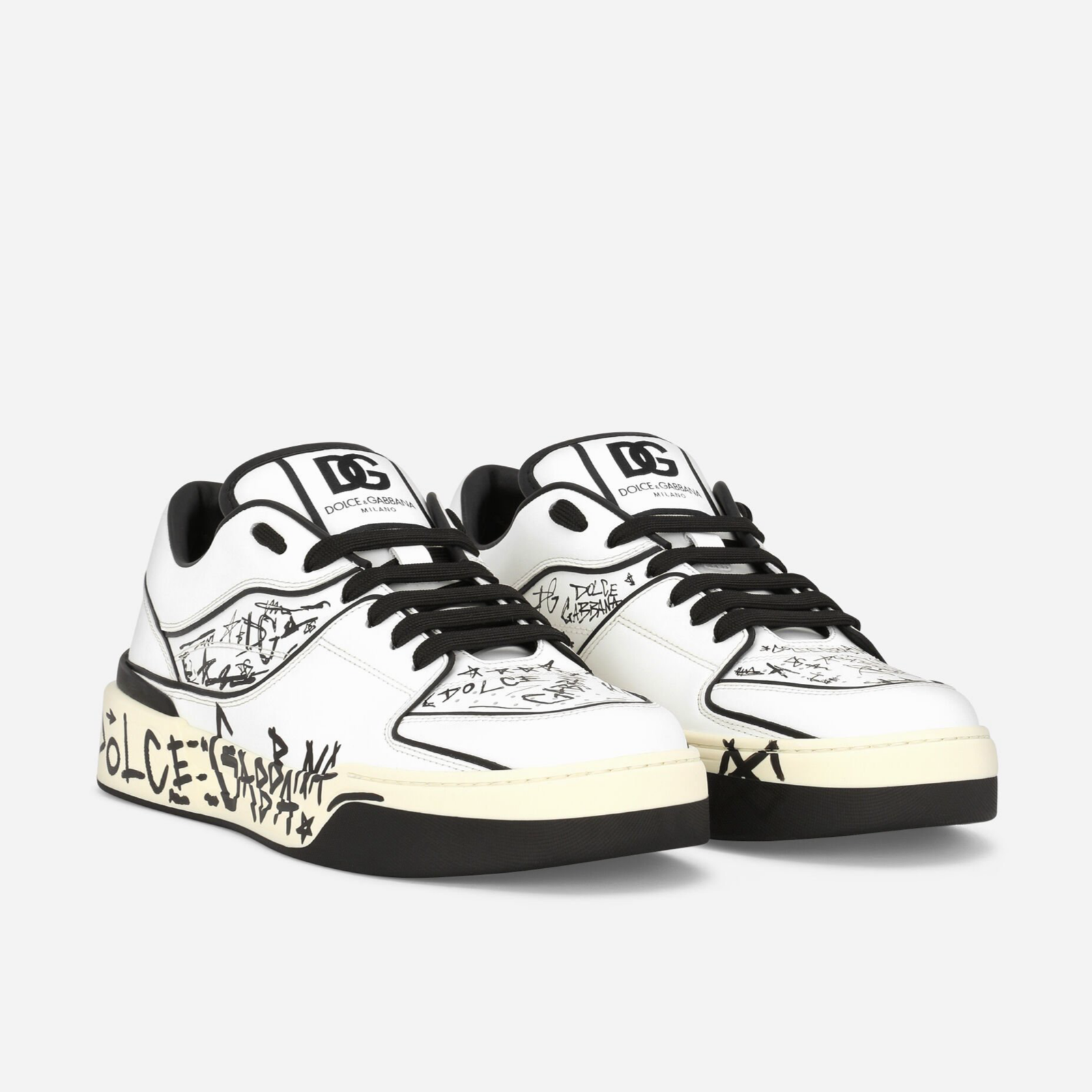 Dolce & Gabbana New Roma Graffiti Motif Men Sneakers CS2119AE50989697 Front View