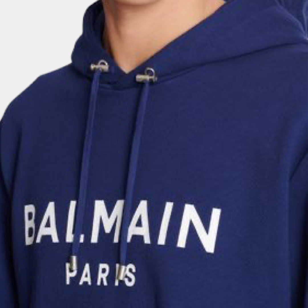 Мъжко синьо худи Balmain Elegant Navy Blue Monogram Hoodie