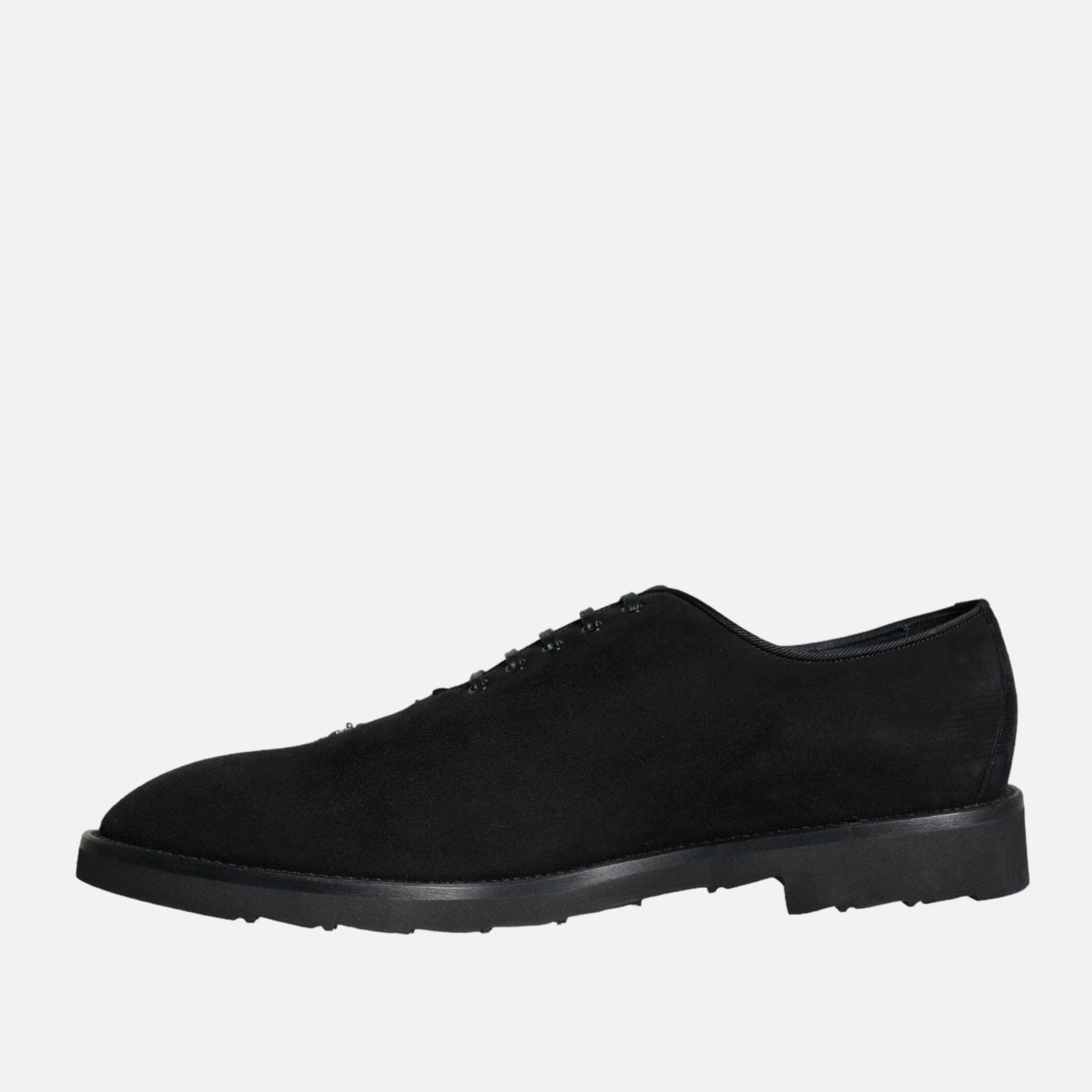 Мъжки луксозни обувки от естествен велур Dolce & Gabbana Men’s Black Suede Sicilia Lace Up Formal Shoes