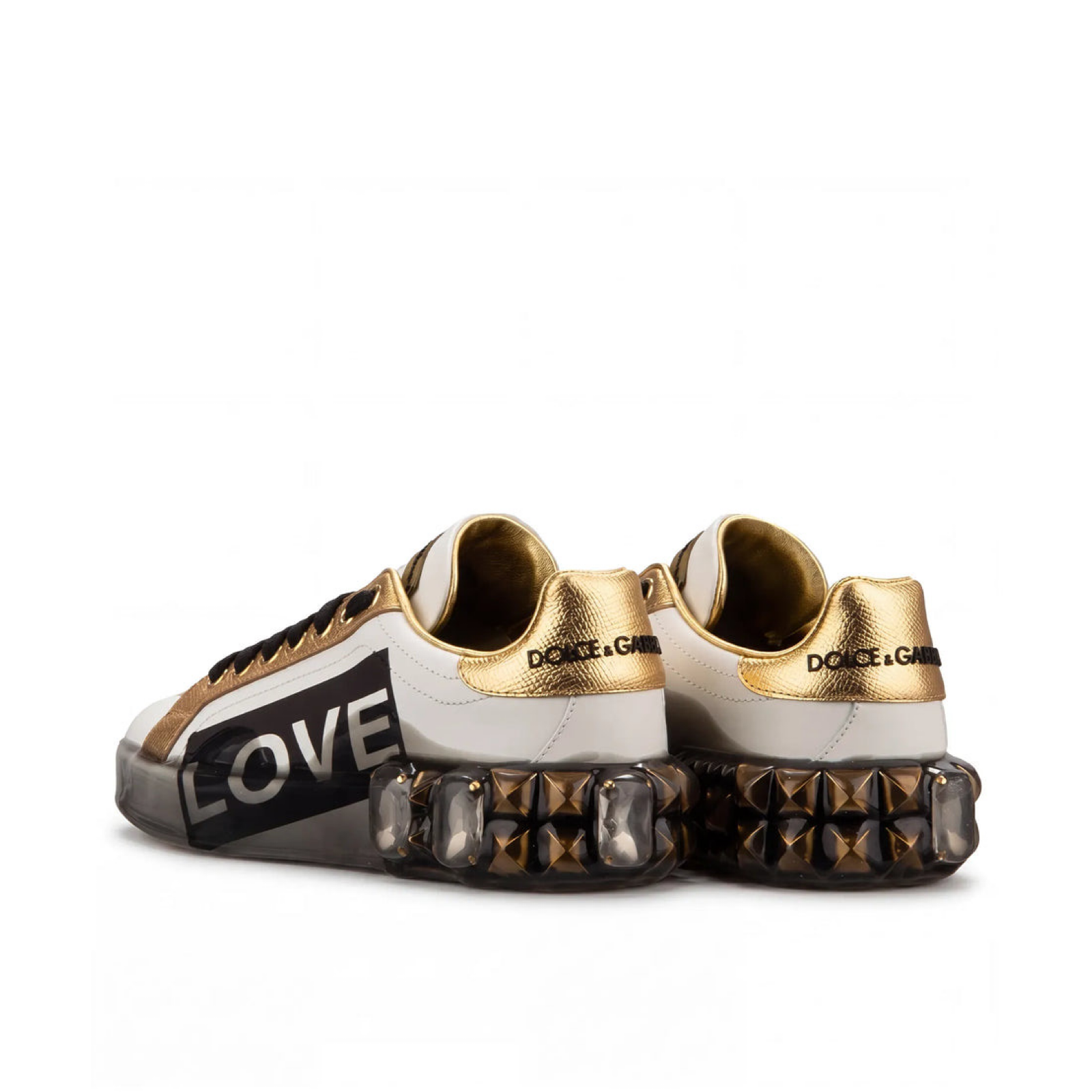 Dolce & Gabbana Crystal Studded Portofino Women Sneakers Heel View