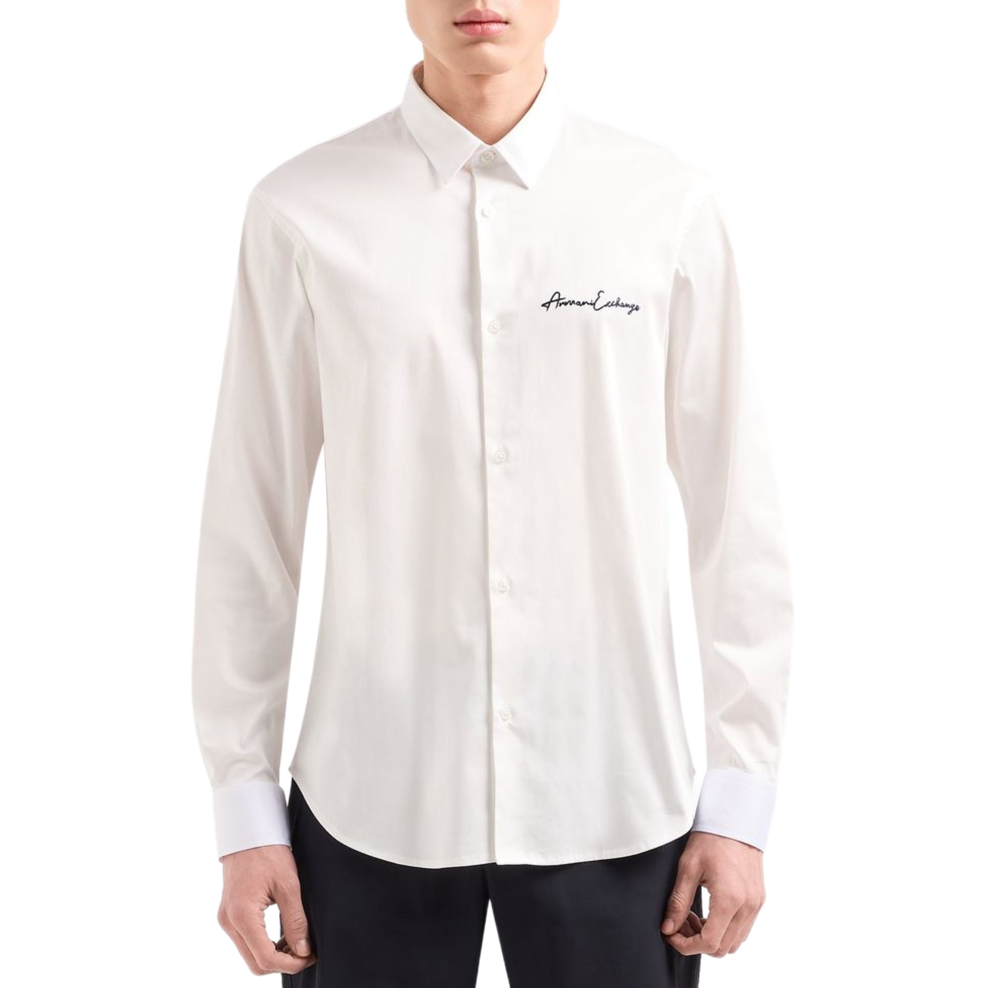 Мъжка риза с дълъг ръкав в бяло Armani Exchange 8NZC99 ZN10Z 11116 нова колекция