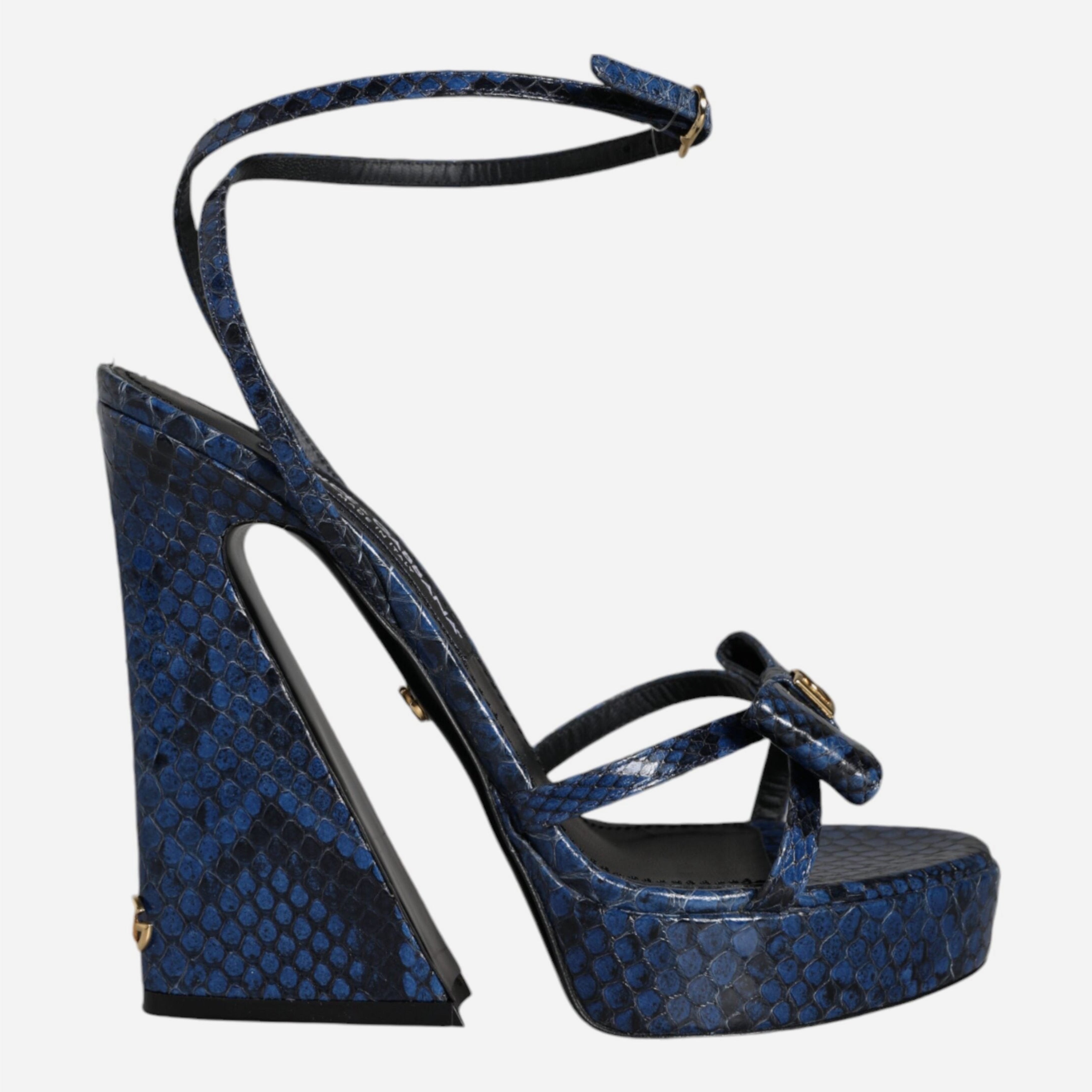Дамски луксозни сини сандали на висок ток от кожа на питон DOLCE & GABBANA
Women’s Luxury Blue Python Leather Heels Sandals