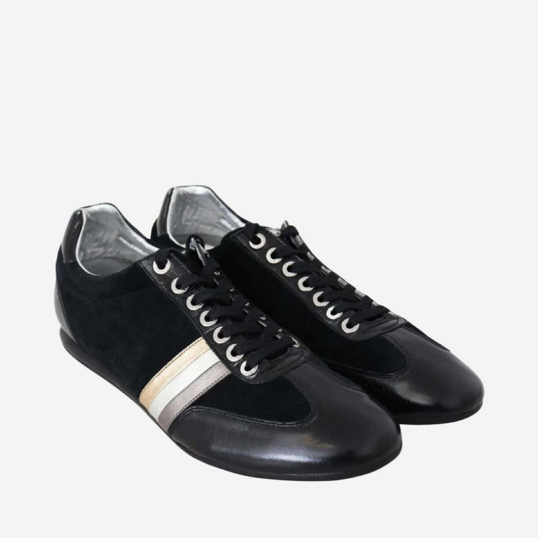 Мъжки черни маратонки Dolce & Gabbana Elegant Black Leather Sport Sneakers