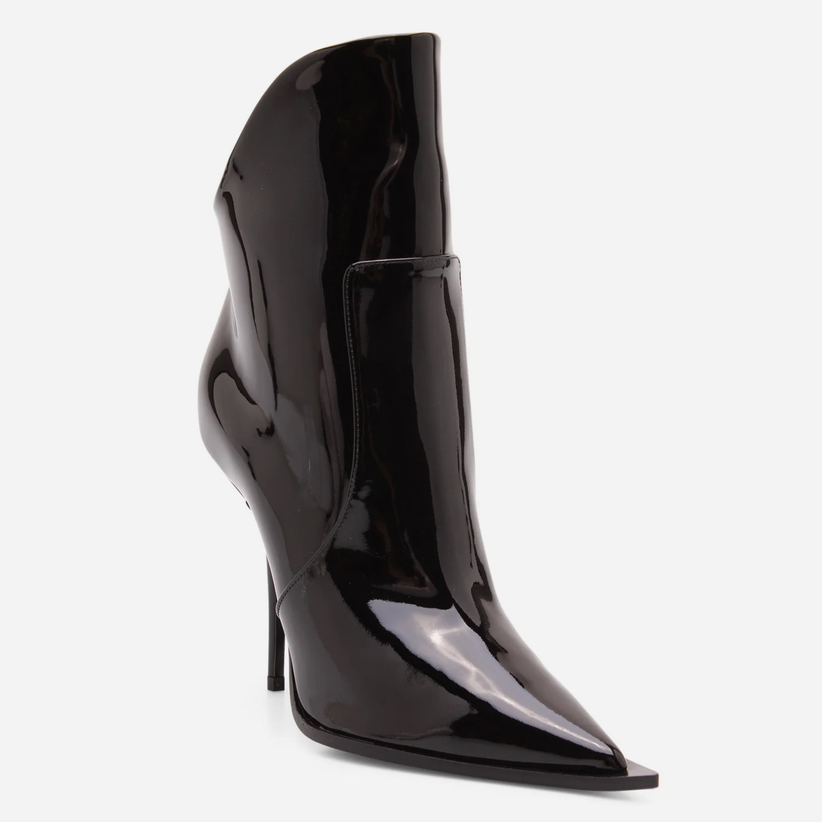 Dolce & Gabbana Black Patent Leather Pointed Ankle Boots