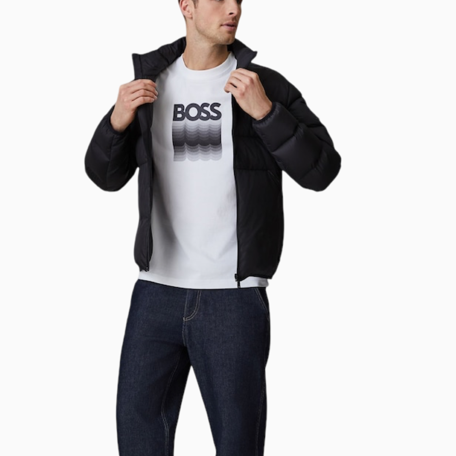 Мъжка бяла тениска Boss Men T-shirt 50556009 100 Front View