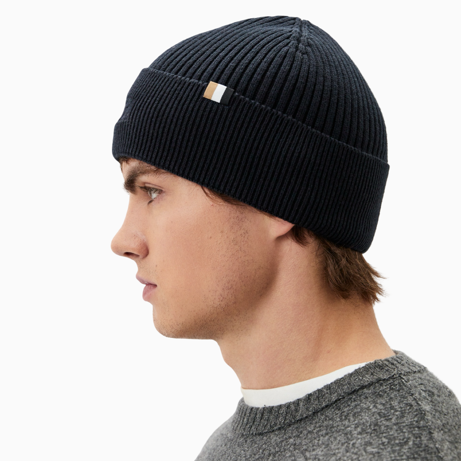 Мъжка синя зимна шапка Boss Men Hat 50522427 Side View