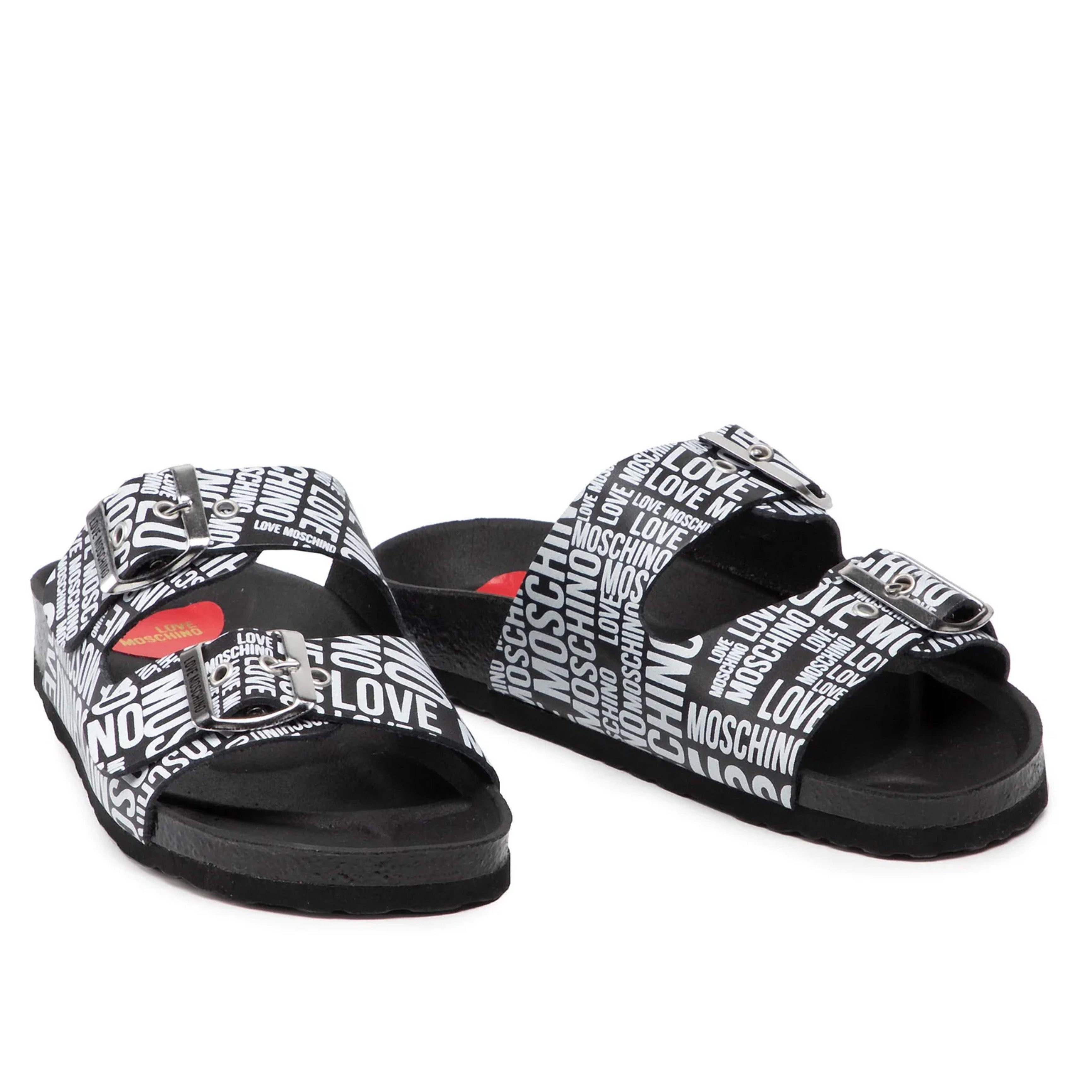 Дамски сандали чехли тип Birkenstock - Love Moschino JA28073G1EIJ000A в черни