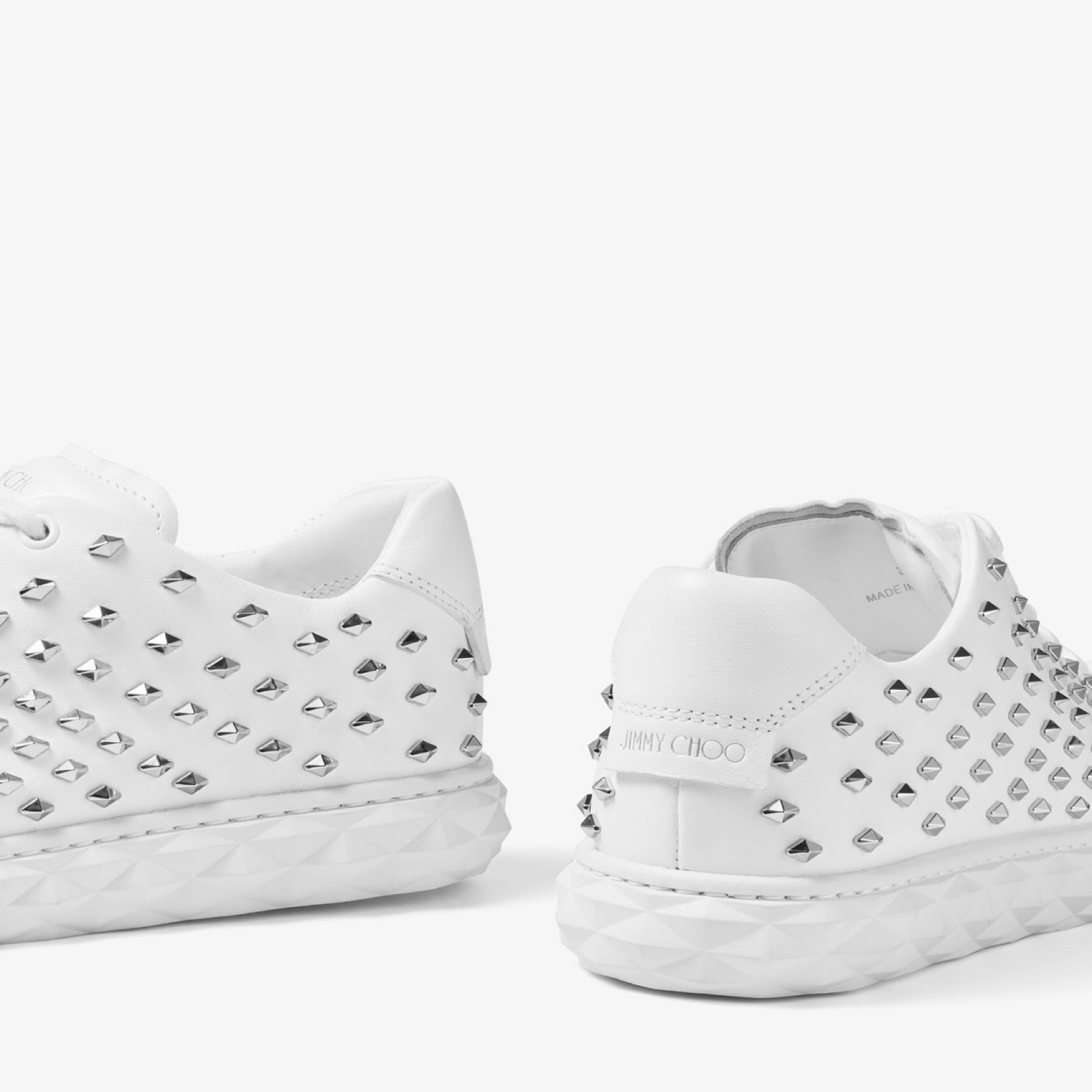 Jimmy Choo Diamond Light/F White Nappa Sneakers DIAMONDLIGHTFAWWVWHITESILVER Close-Up