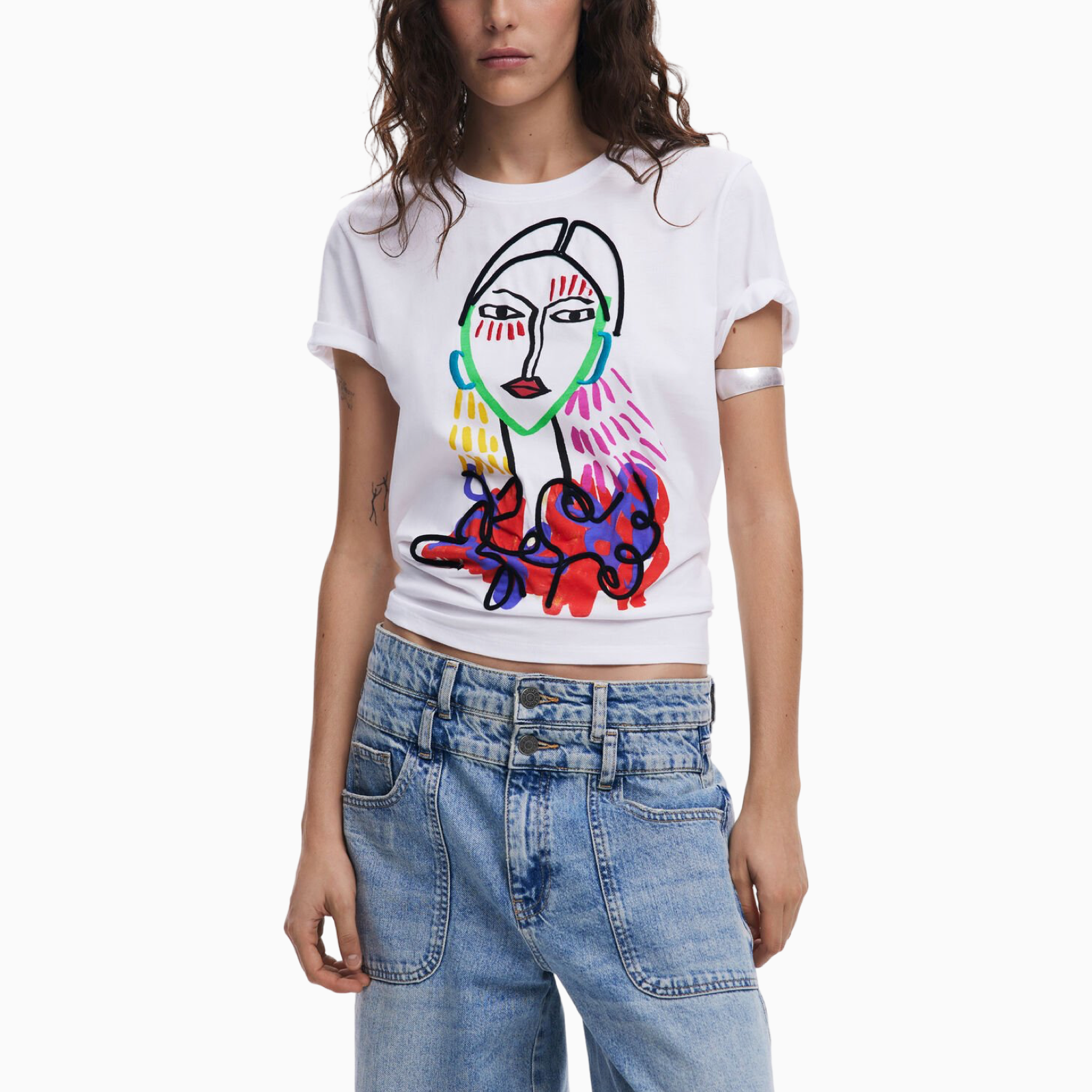 Дамска бяла тениска Desigual 25SWTKA9