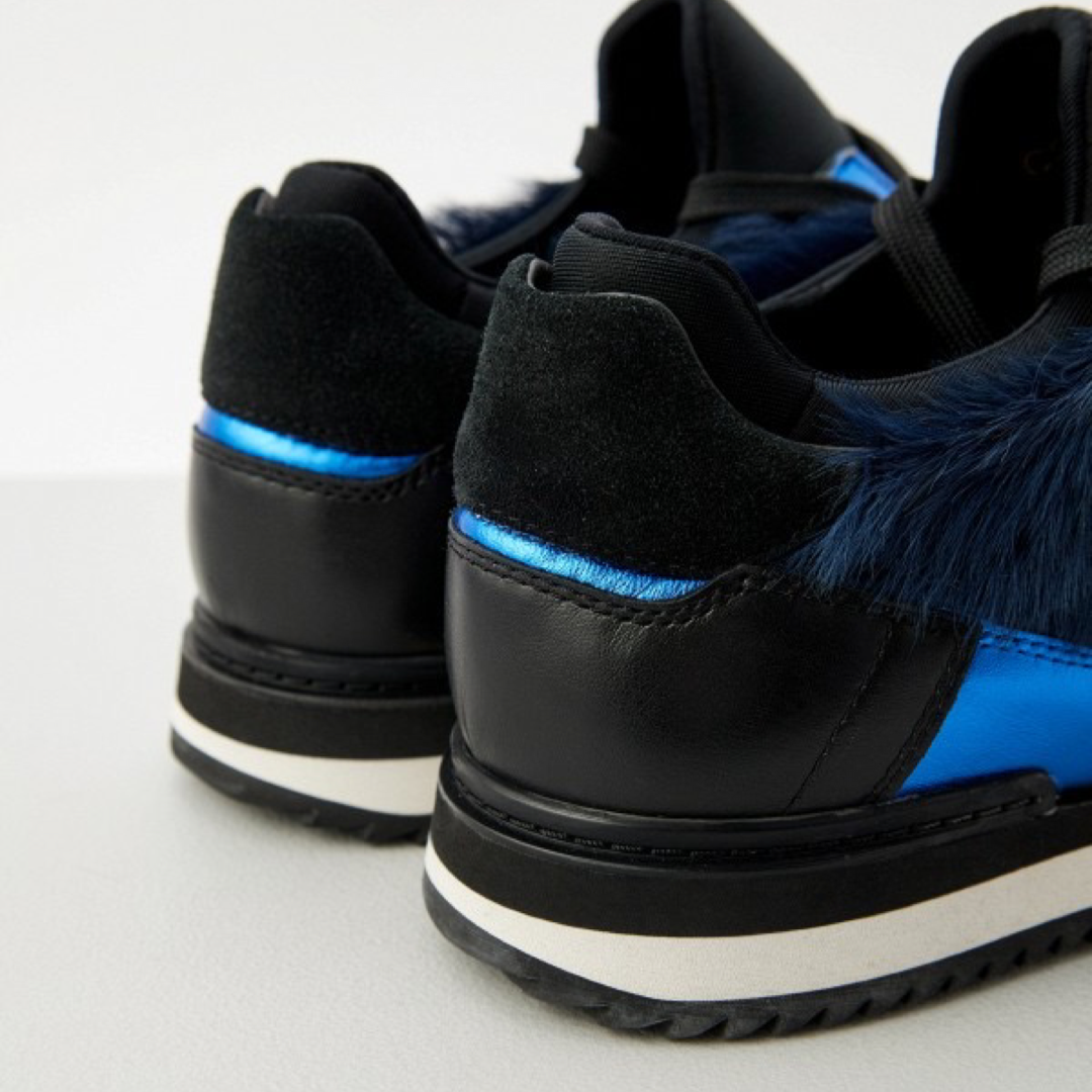 Дамски маратонки Dolce & Gabbana Blue Black Calf Hair Leather Sneakers