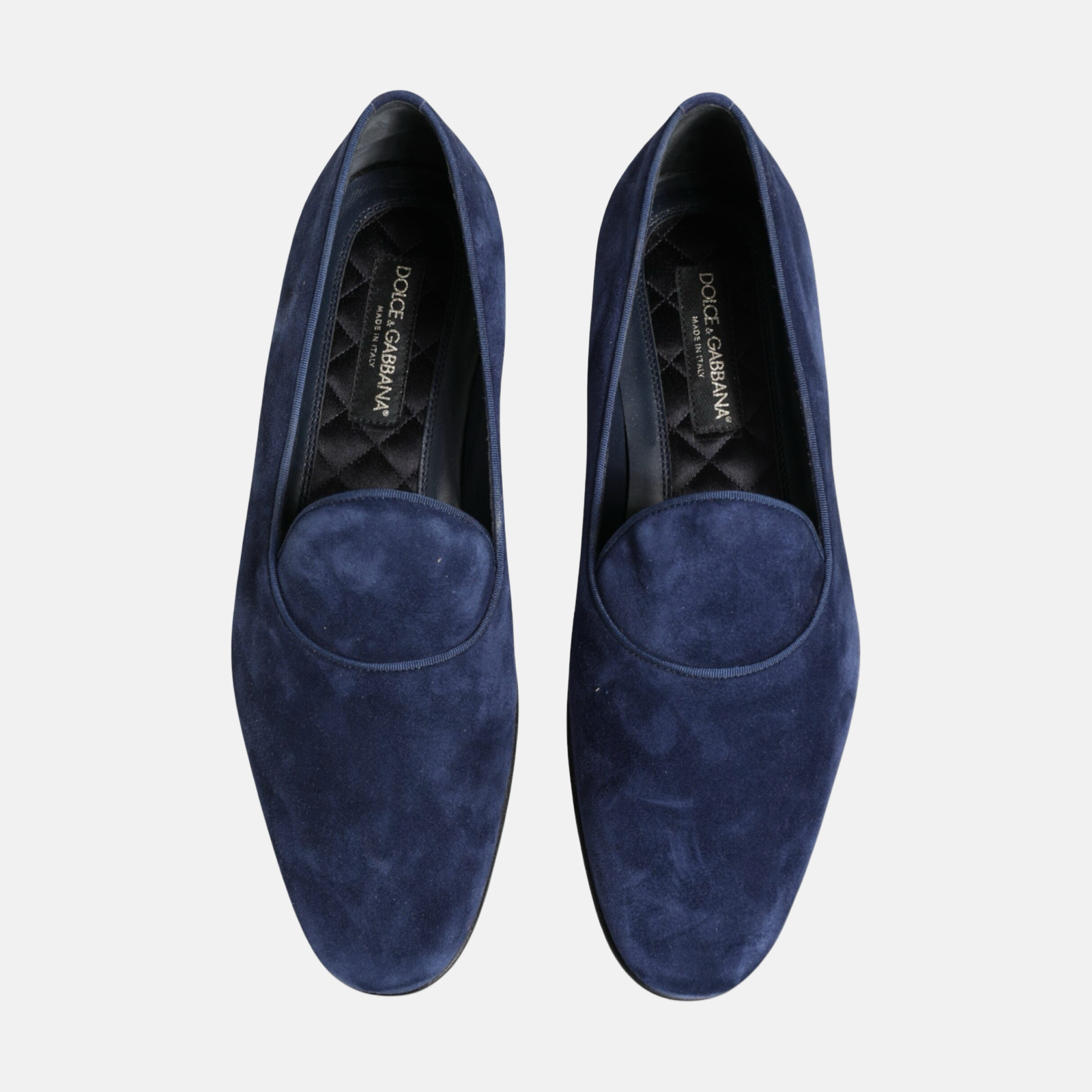 Dolce & Gabbana Blue Velvet DG Logo Men Loafers Top View