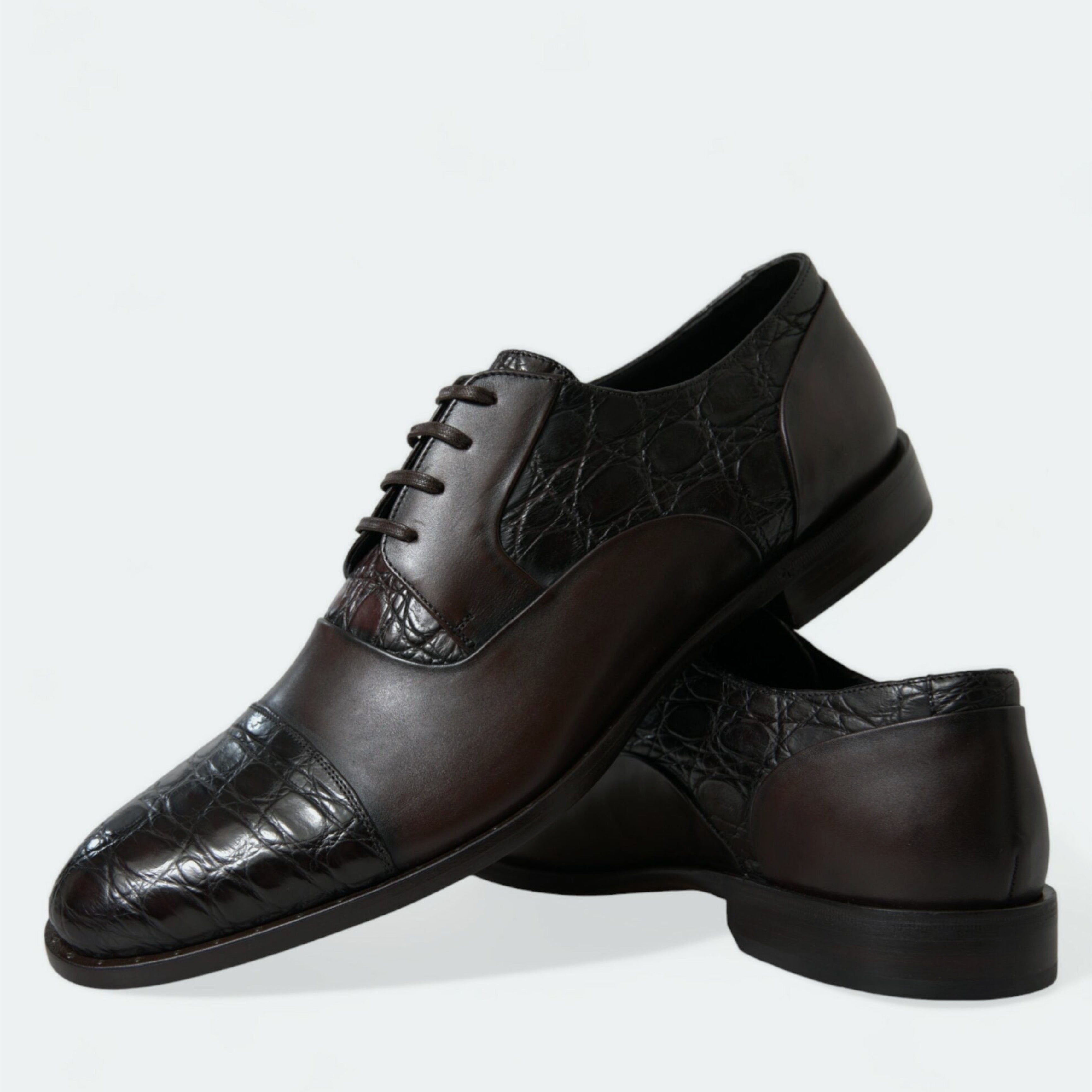 Мъжки официални дерби обувки от естествена кожа в кафяво DOLCE & GABBANA Men’s Luxury Formal Brown Leather Derby Shoes