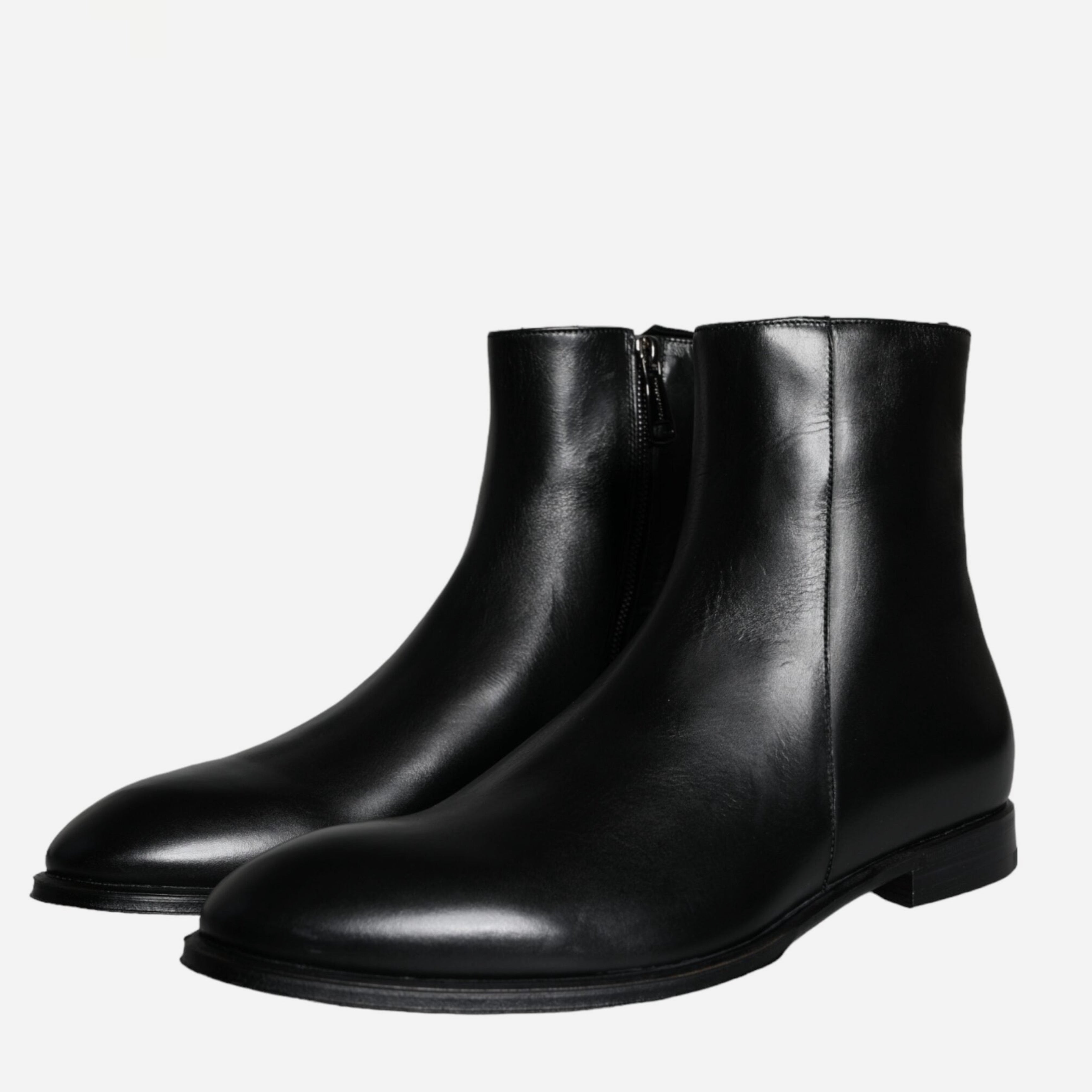 Мъжки луксозни кожени боти Dolce&Gabbana Black Calf Leather Men Ankle Boots