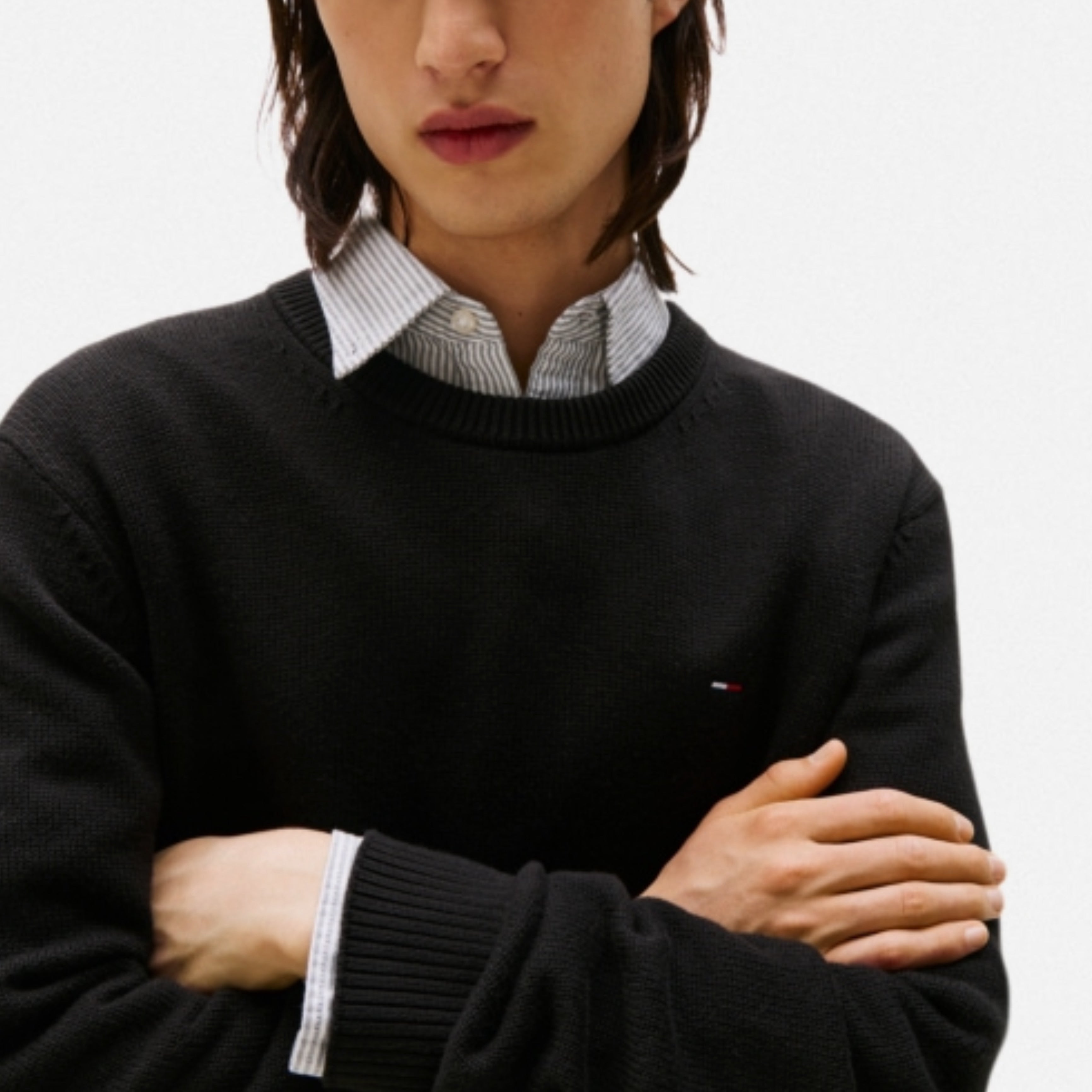 Мъжки памучен пуловер Men’s cotton sweater Tommy Hilfiger DM0DM21787 BDS cropped front view
