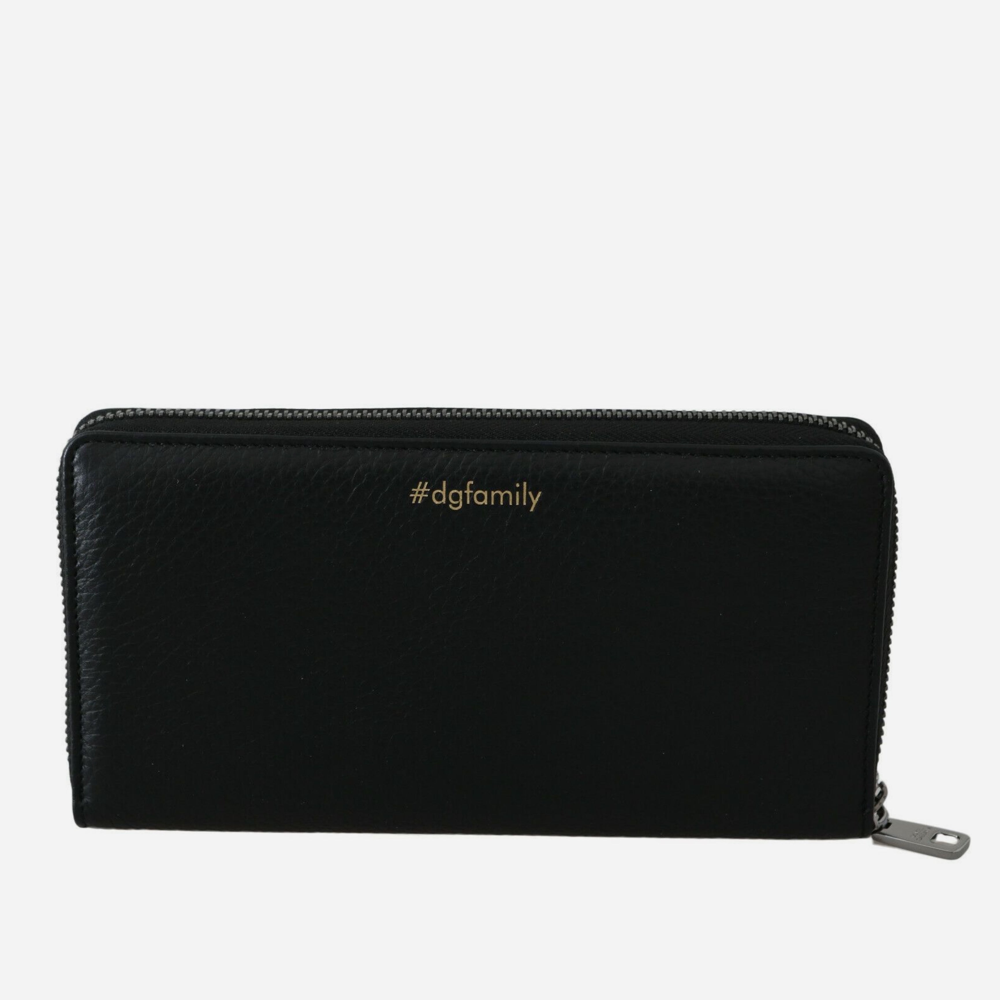 Дизайнерско унисекс клъч портмоне от естествена кожа Dolce & Gabbana #DGFamily Black Leather Clutch Wallet