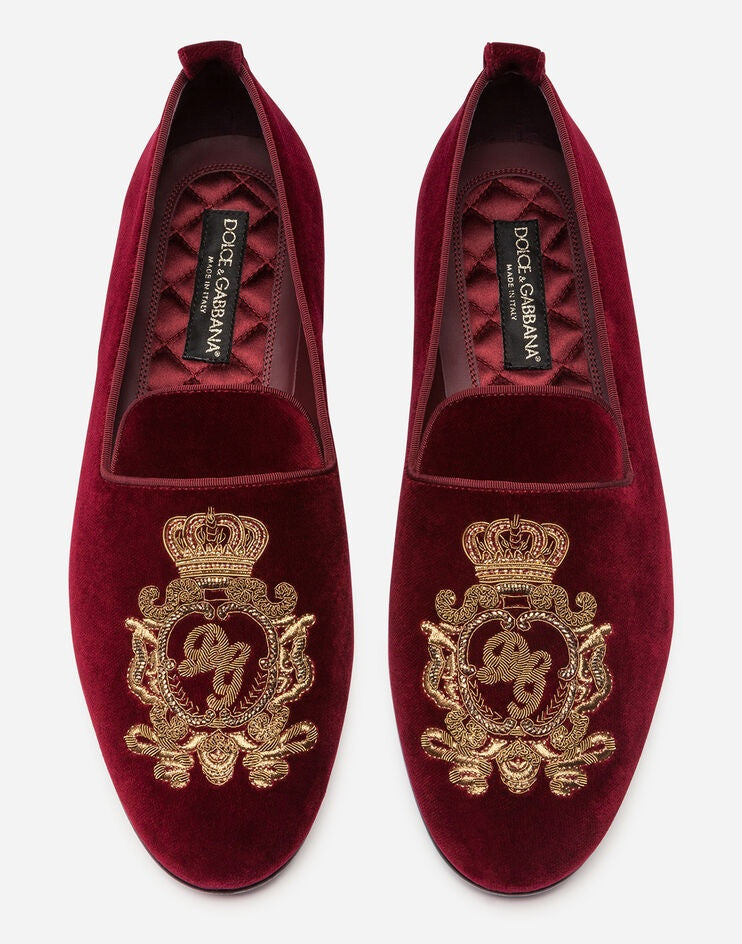 Мъжки мокасини Men’s velvet loafers DOLCE & GABBANA A50312 AU442 8B420 top view