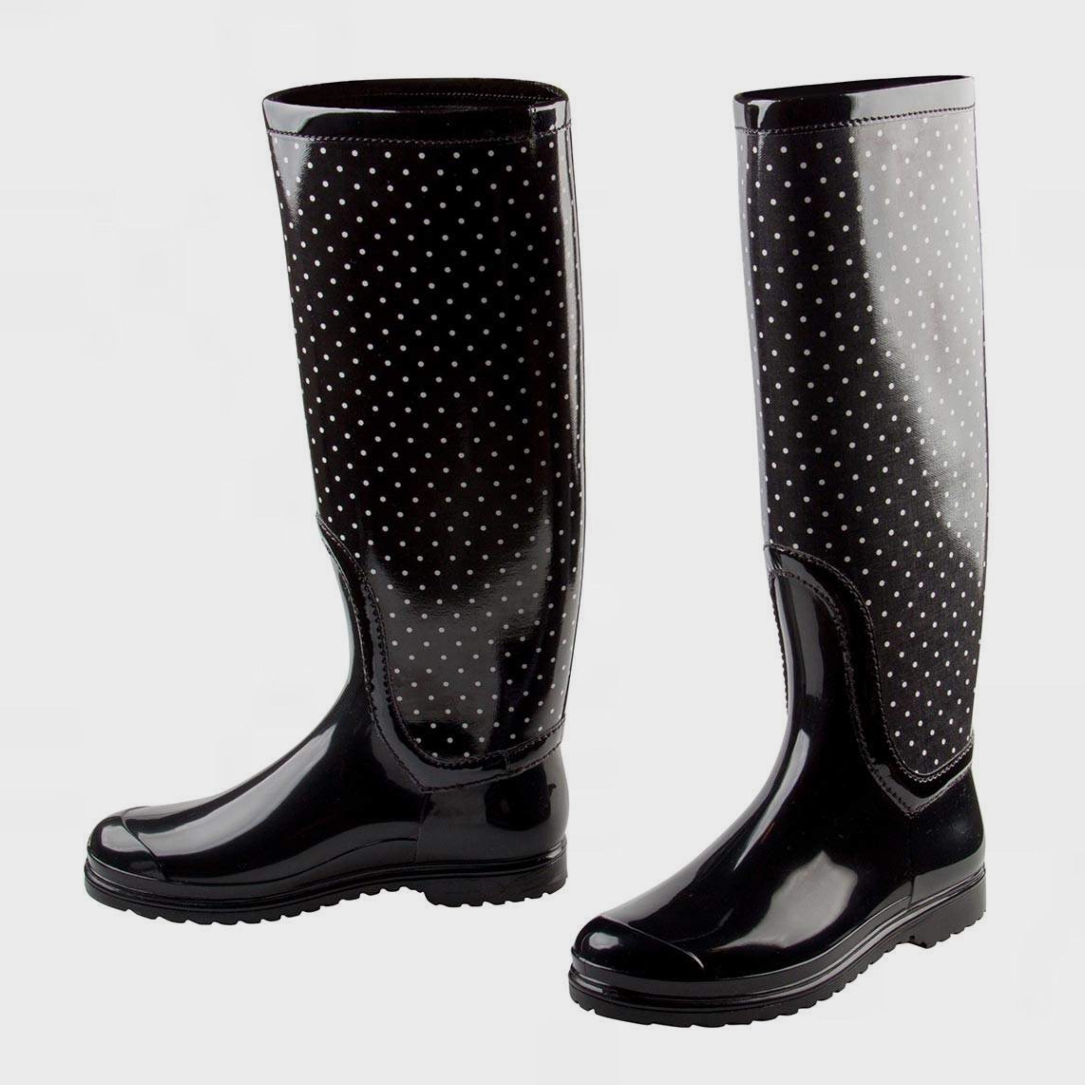 Дамски гумени ботуши за дъжд Dolce & Gabbana Women’s Black Polka Dot Rubber Knee High Boots