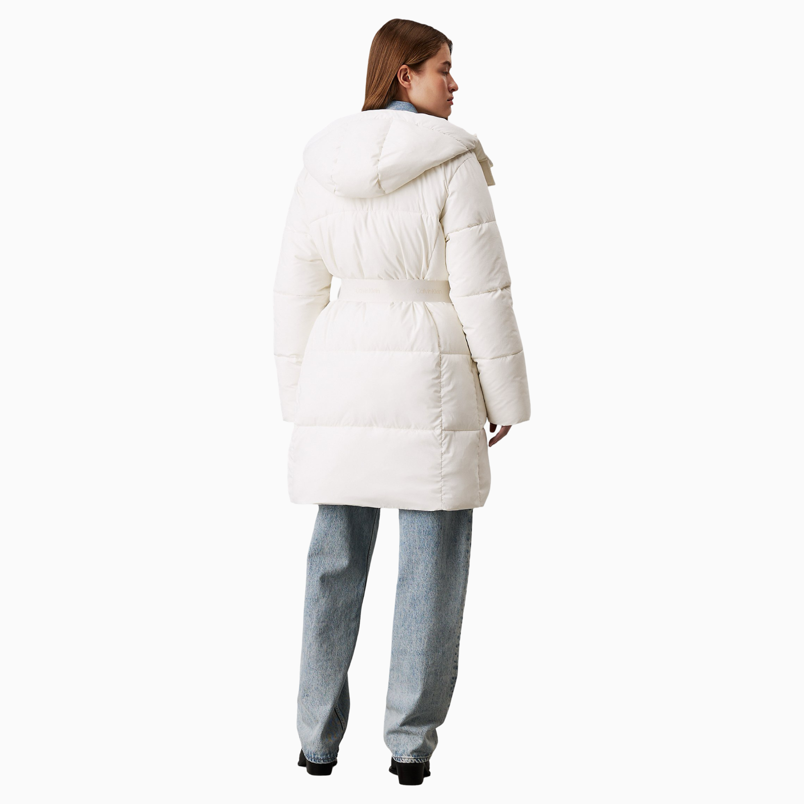 Дамско бяло пухено яке Calvin Klein Jeans Women Puffer Jacket J20J224122 YBI Back View