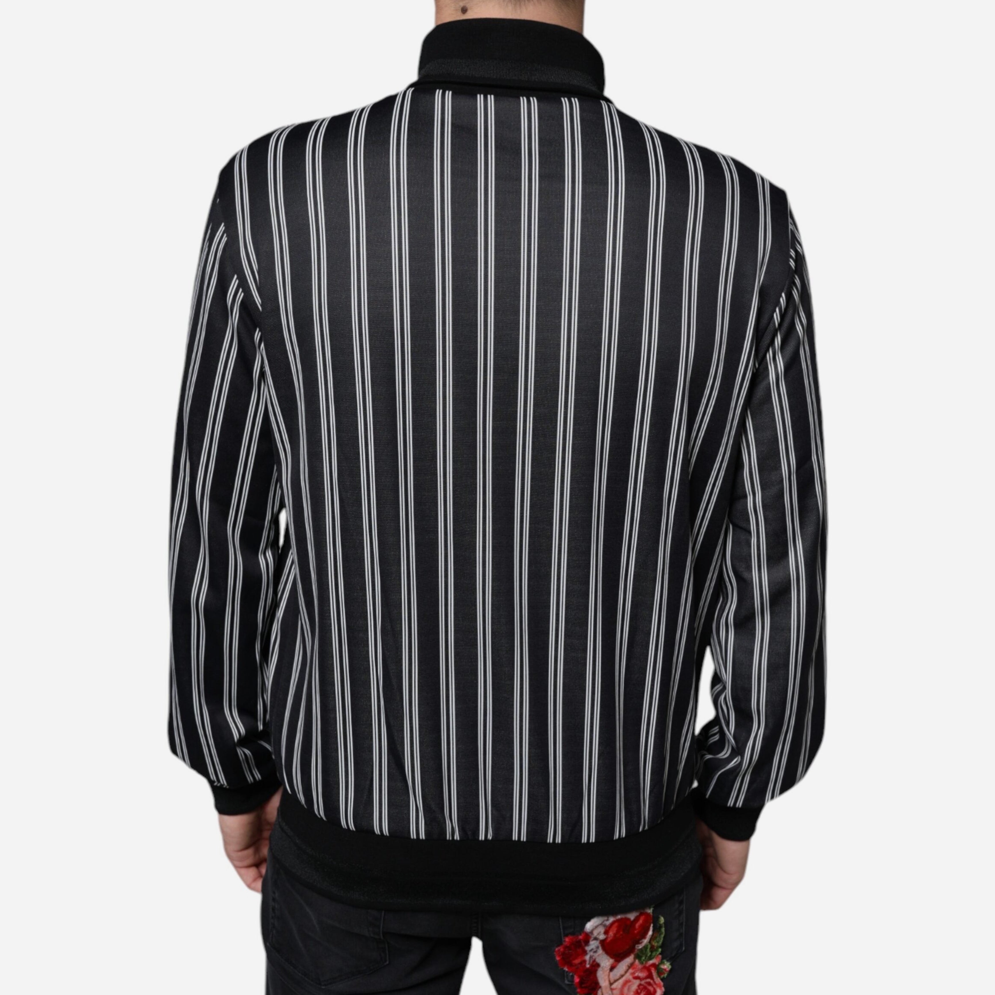 Мъжко горнище суитчър с цип в черно и бяло Dolce & Gabbana Men’s Black White Stripes Full Zip DNA Milano Men Sweatshirt