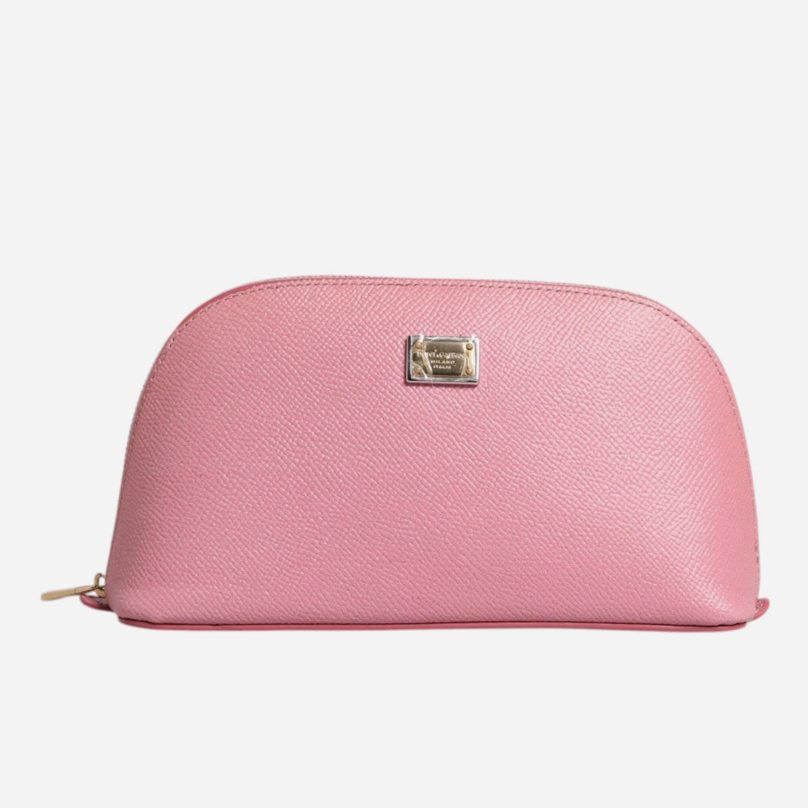 Дамска луксозна козметична чанта несесер в розово DOLCE & GABBANA Women’s Luxury Pink Leather Cosmetic Bag