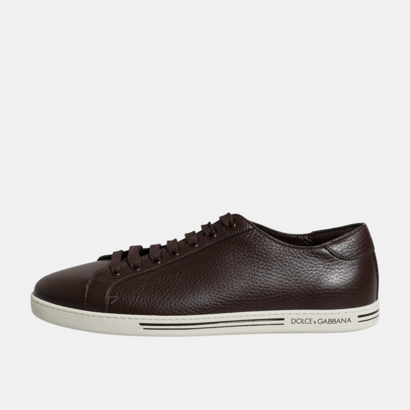 Мъжки кафяви кожени обувки Dolce & Gabbana Saint Tropez Men Sneakers CS1735 A8L37