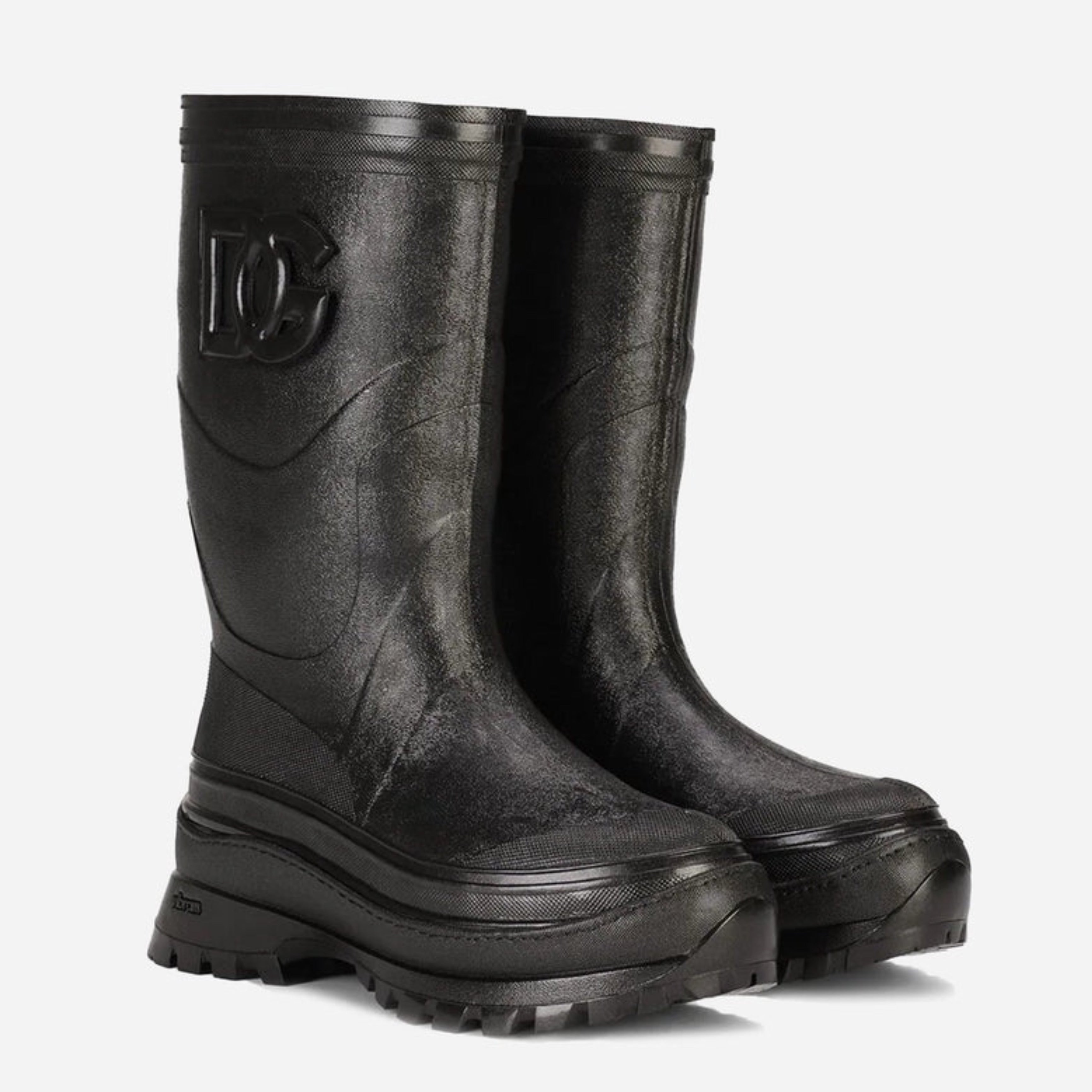 Мъжки гумени ботуши Dolce&Gabbana Sleek Metallic Rubber Rain Boots with DG Logo в черно