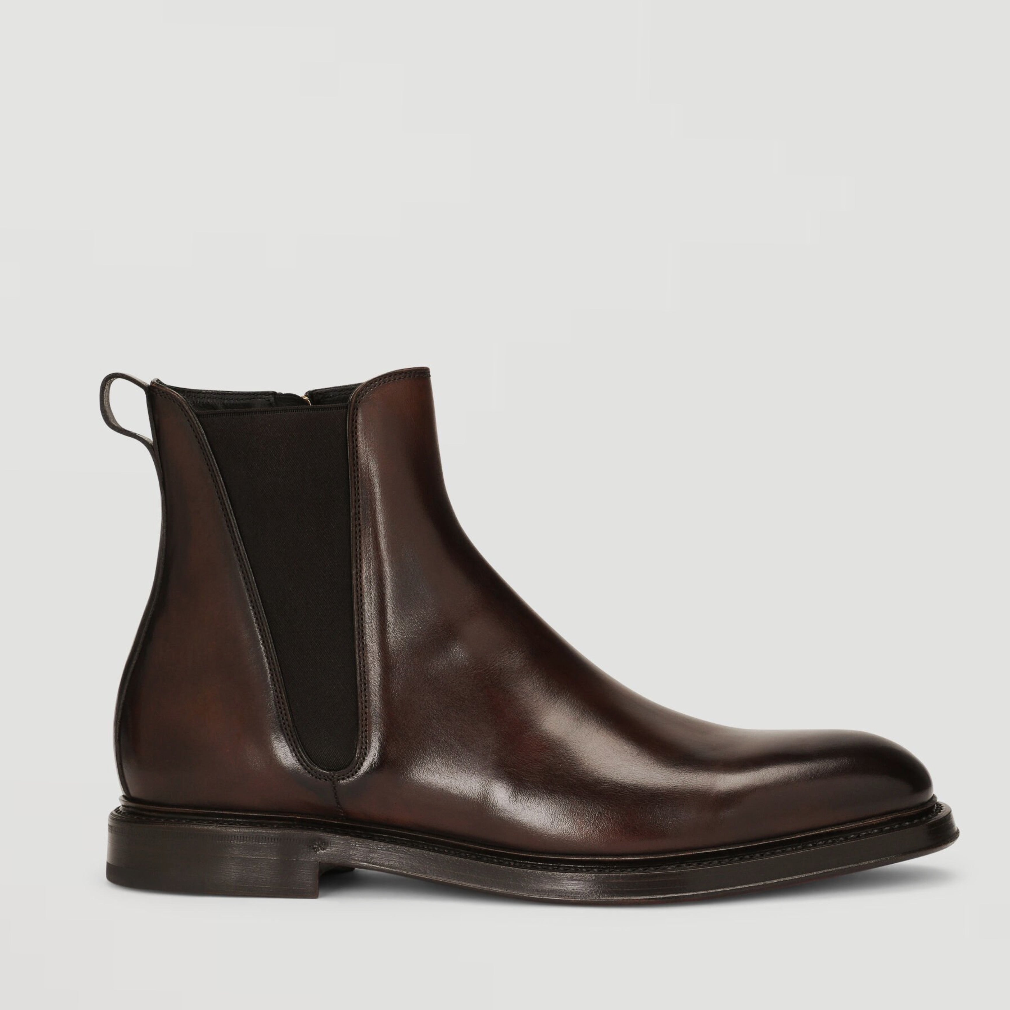 Мъжки луксозни боти от естествена кожа в кафяво Dolce & Gabbana Men’s Elegant Brown Leather Chelsea Ankle Boots