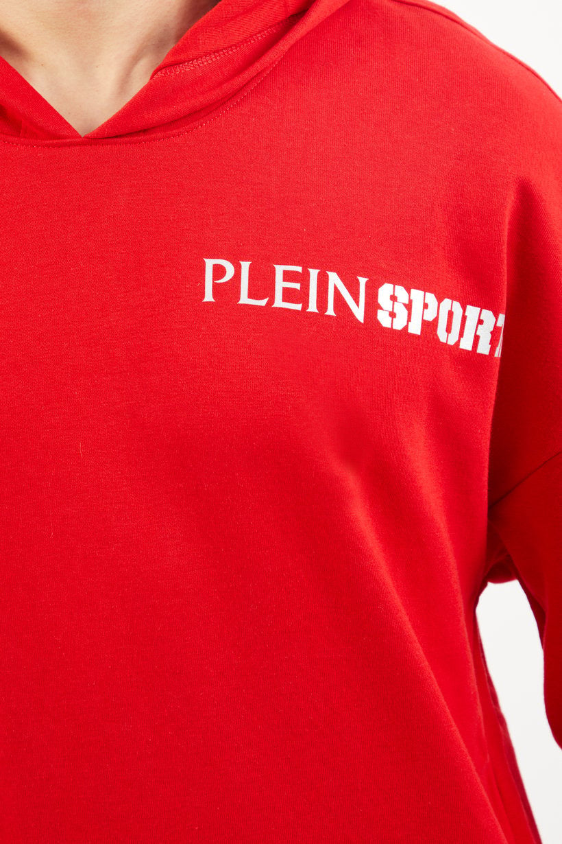Мъжки суитчър худи с качулка в червено Plein Sport FIPSC131552