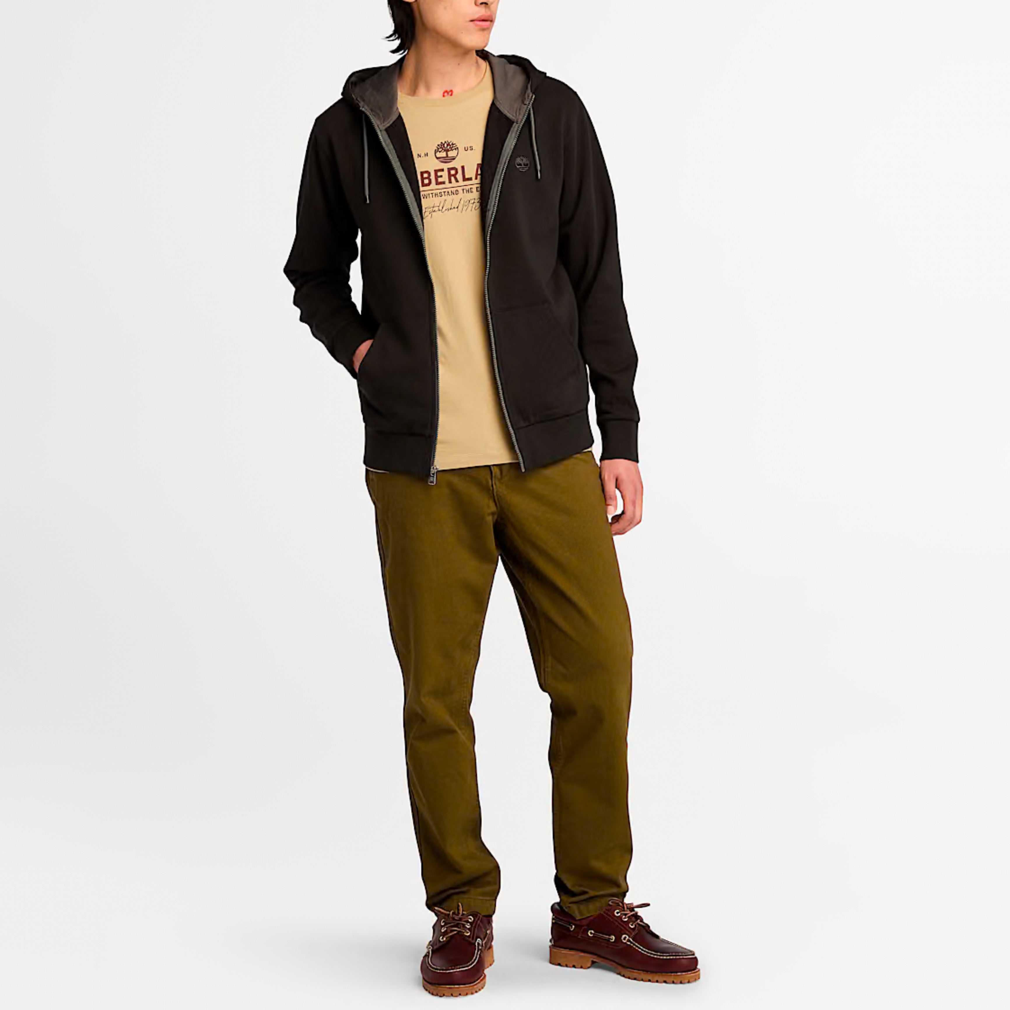 Мъжки суичър Men’s Oyster River Brushed Black Zip Hoodie TB0A2GCJX65 lifestyle view