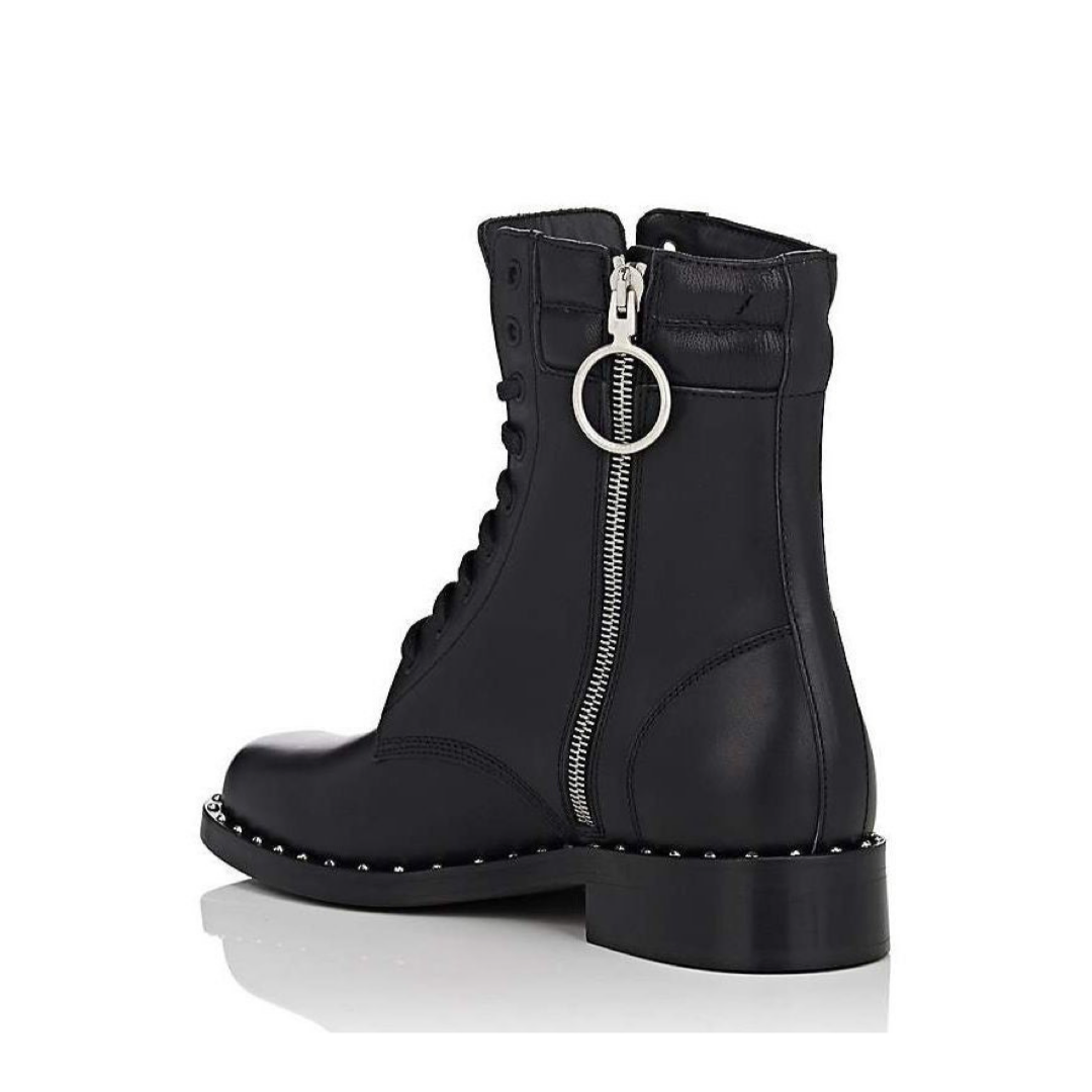 Дамски черни кожени боти Off-White Women Studded Ankle Boots