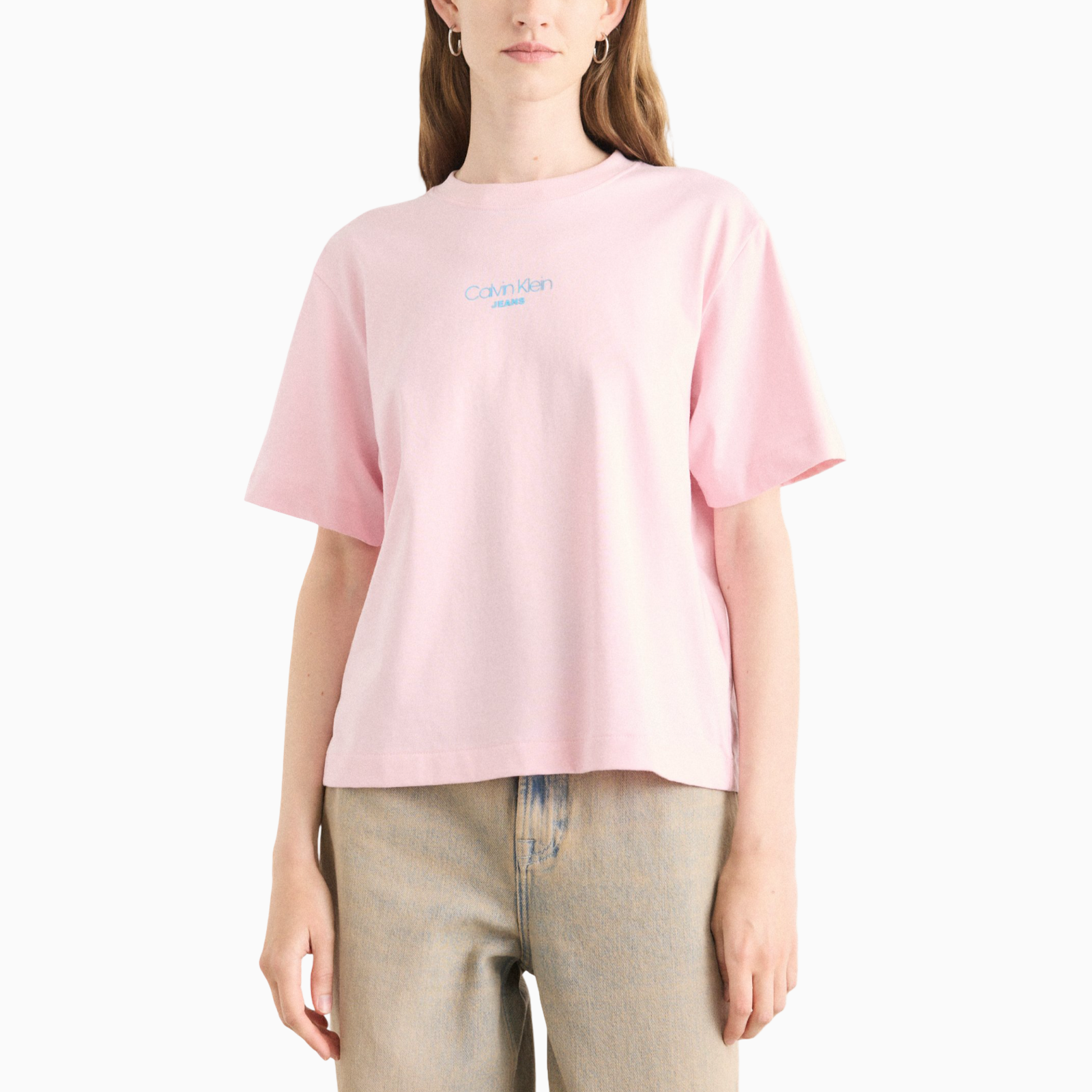 Дамска розова тениска Calvin Klein Jeans Women T-shirt LV047C858G Front View