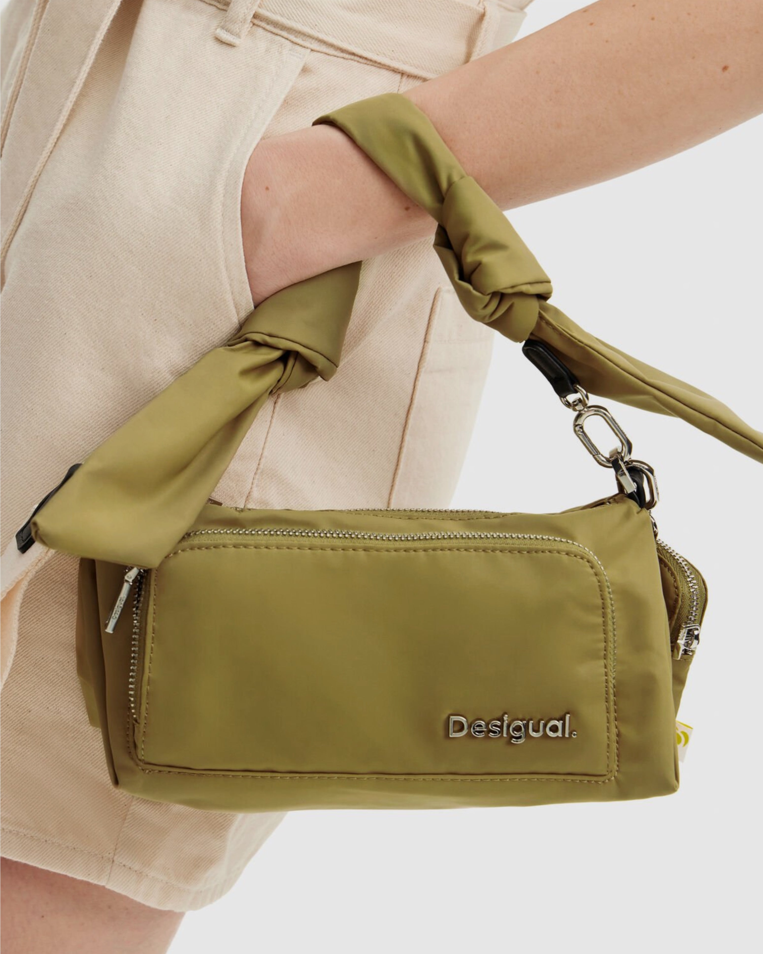 Дамска чанта в маслинено зелено Women’s S plain knots crossbody bag Desigual 24SAXY05 4092U Olive green