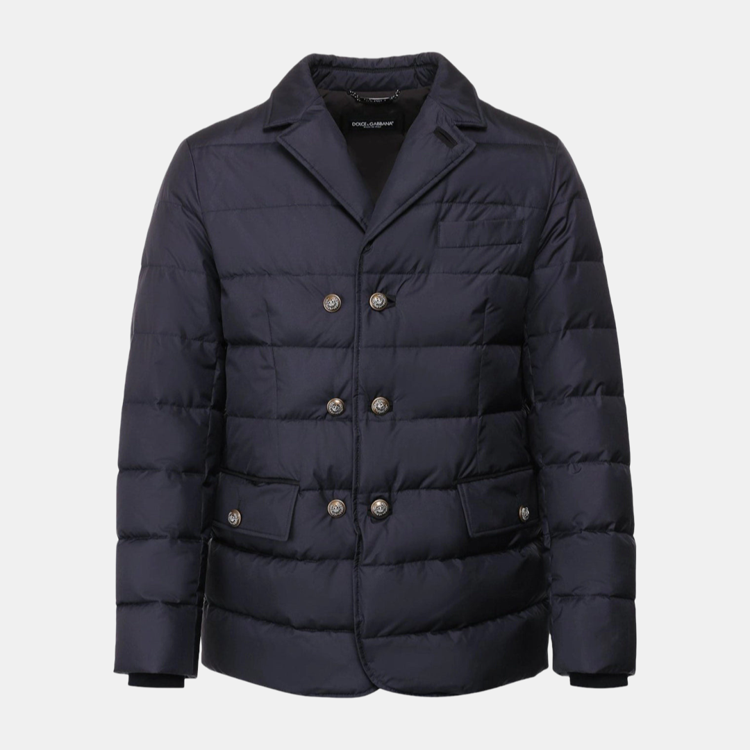 Мъжко тъмно синьо яке Dolce & Gabbana Silk Quilted Men Jacket