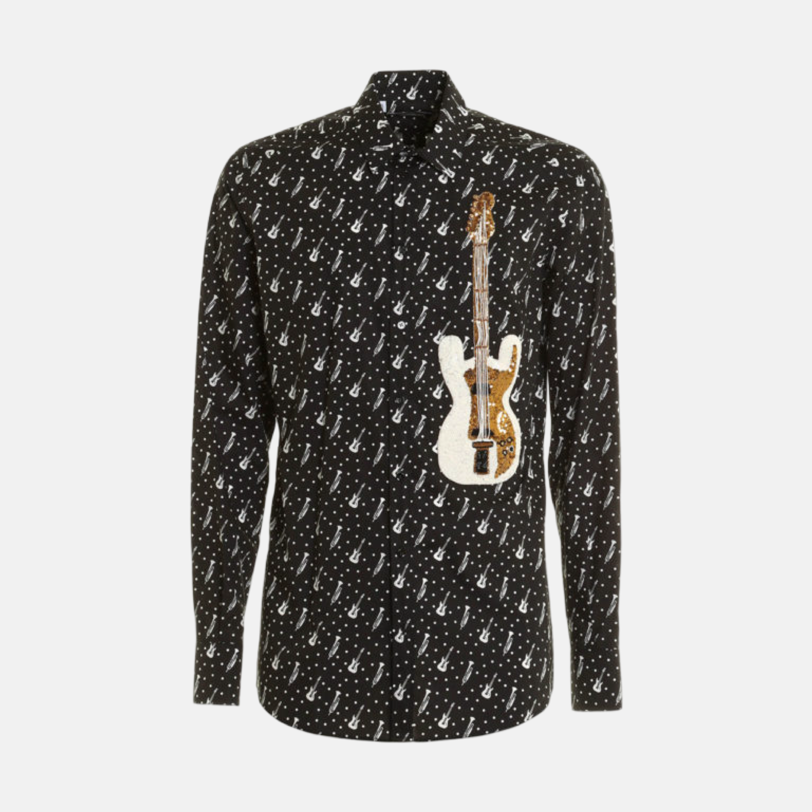 Мъжка риза Dolce & Gabbana Gold Instrument Embellished Men Shirt Front View