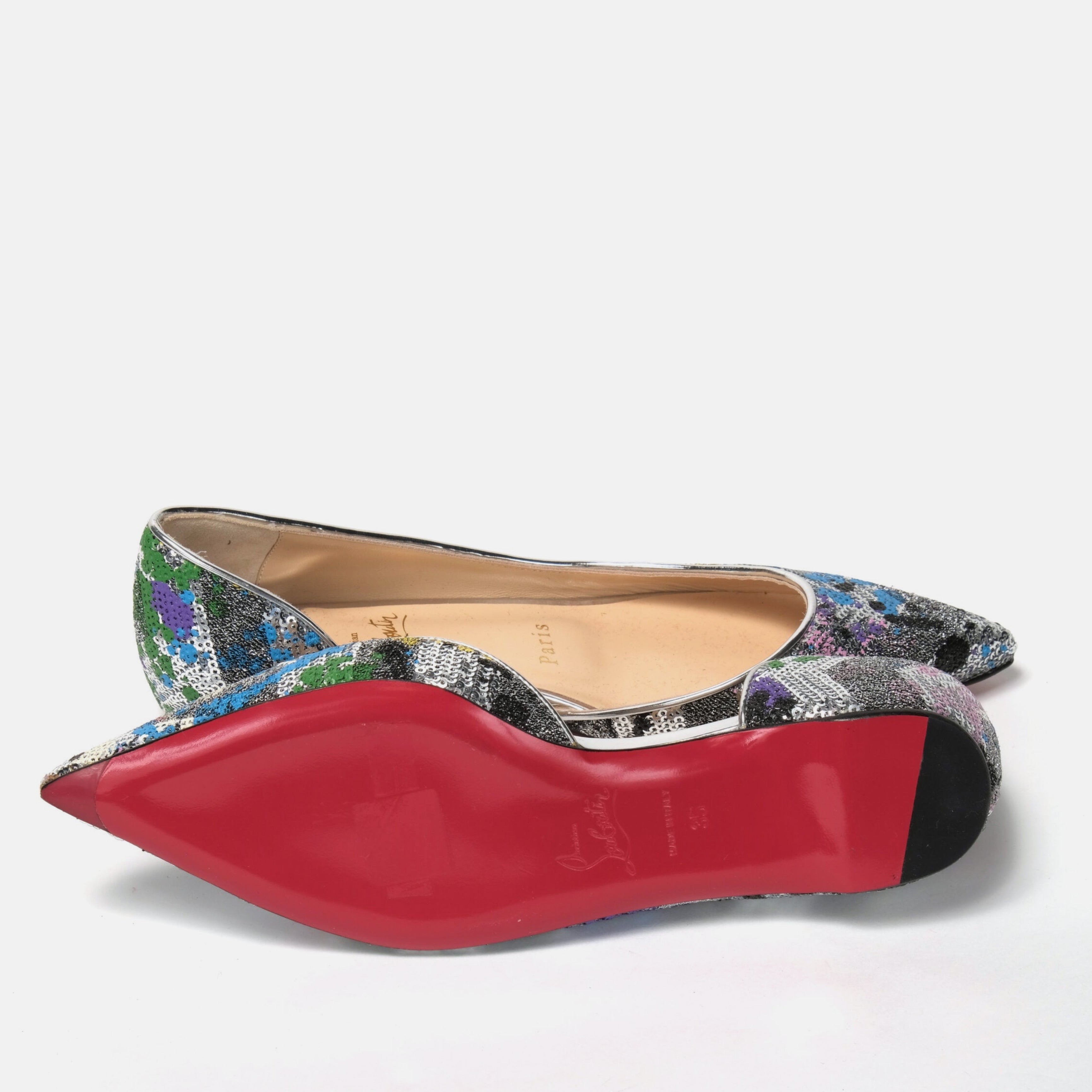 Дамски луксозни ниски обувки Christian Louboutin Iriza Flat Paillette Splash