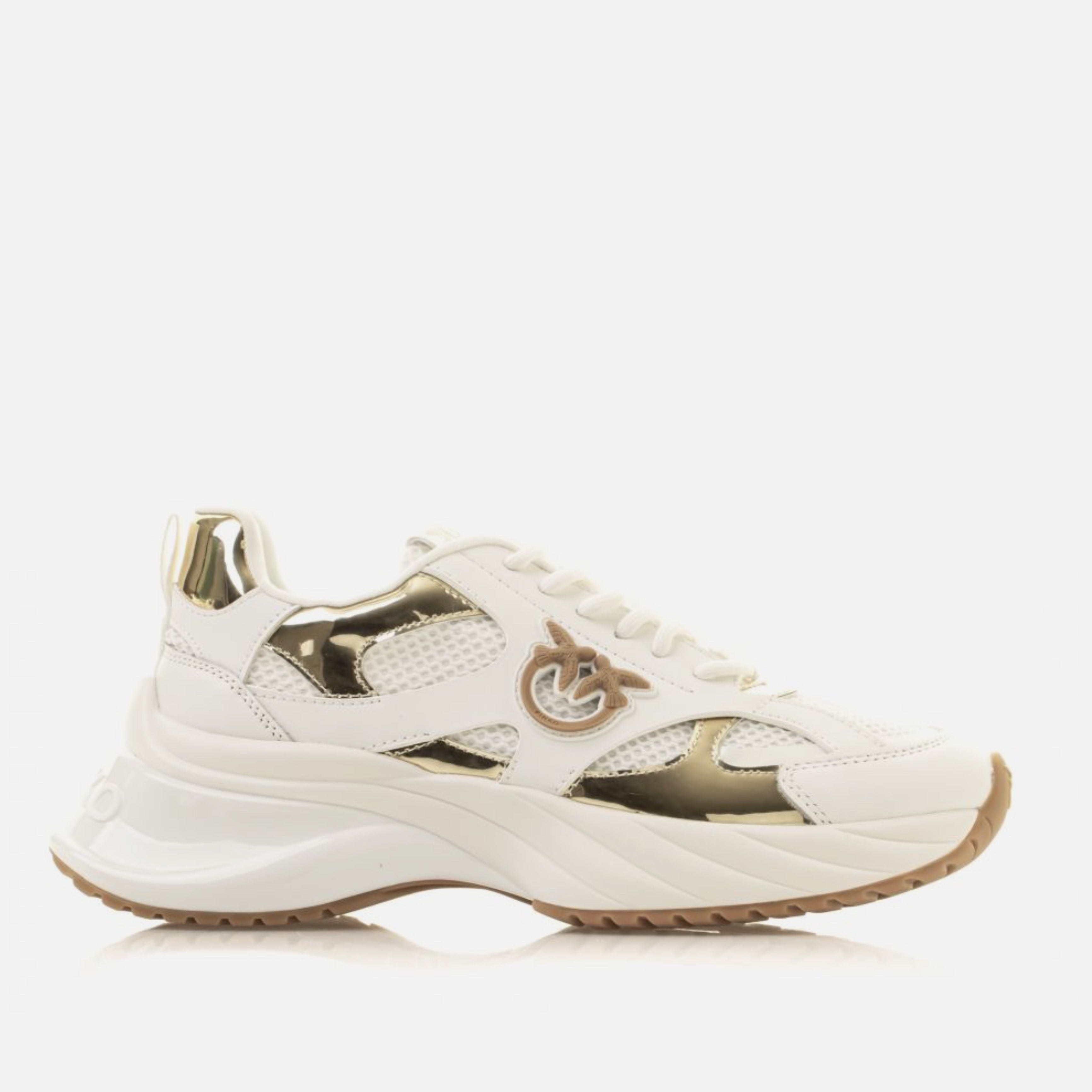 Дамски луксозни маратонки в бяло и златисто Pinko Women’s sneakers PINKO Ariel SS0067E022 ZIA White/Gold