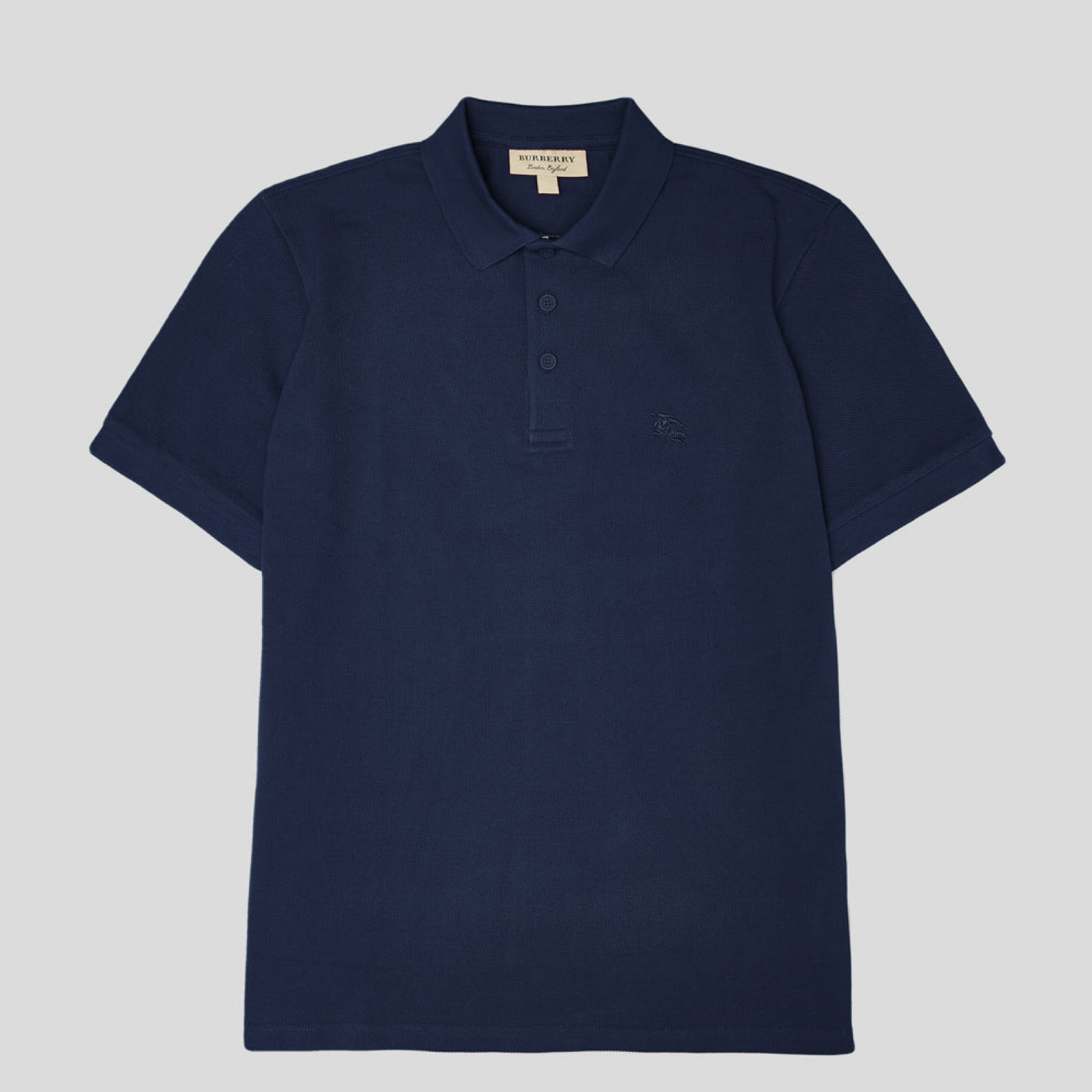 Burberry Navy Blue Cotton Collared Polo Shirt