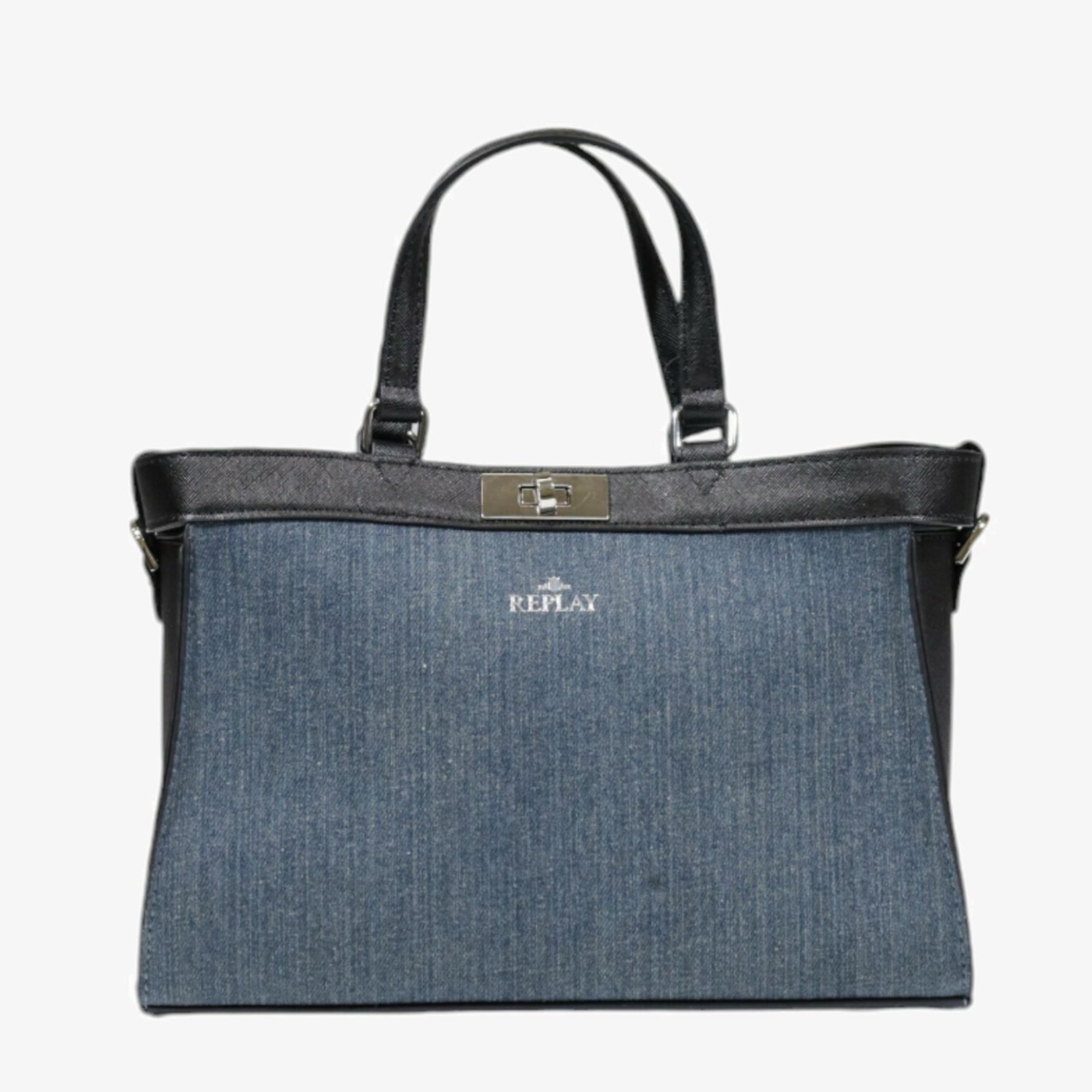 Дамска голяма чанта от деним и кожа Women’s Tote Bag Replay FW3654.000.A2005A with denim