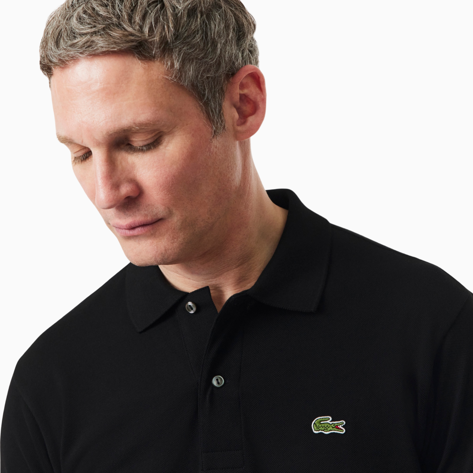 Мъжка черна поло тениска Lacoste Men Polo L1212-00-031 Close-Up