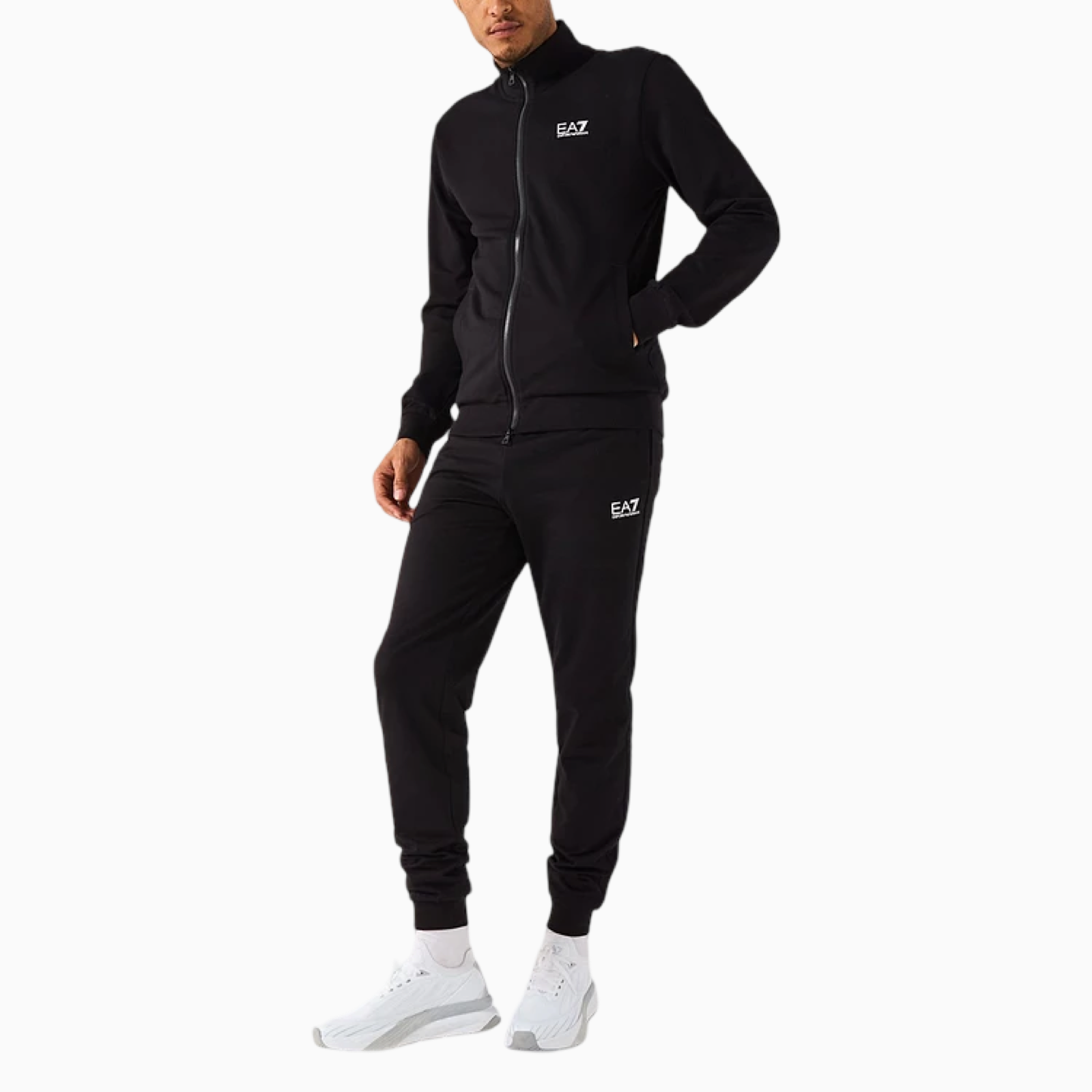 Мъжки черен спортен екип EA7 Emporio Armani Men Tracksuit 8NPV60 PJVRZ 1200 Front View