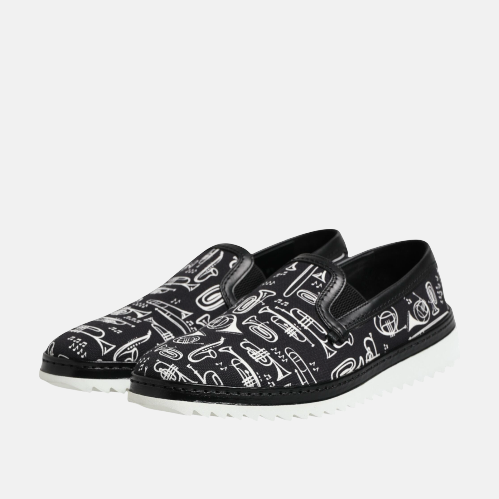 Мъжки мокасини Dolce & Gabbana Black Printed Men Loafers Lateral View
