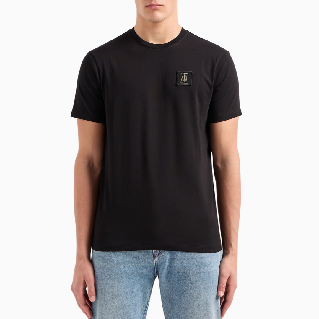 Мъжка черна тениска със златно лого Armani Exchange 8NZTPR ZJH4Z 1200