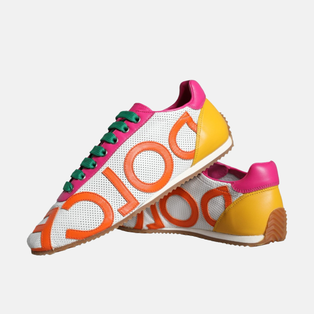 Дамски цветни маратонки Dolce & Gabbana Multicolor Leather Logo Casual Sneakers