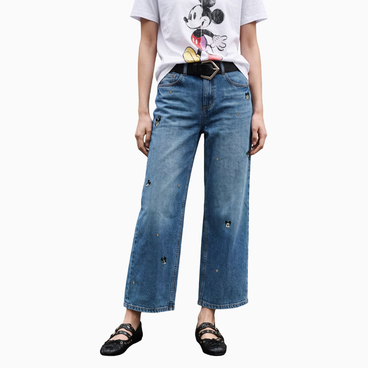Дамски дънки Desigual Mickey Women Jeans 26WWDD09 5007 Front View