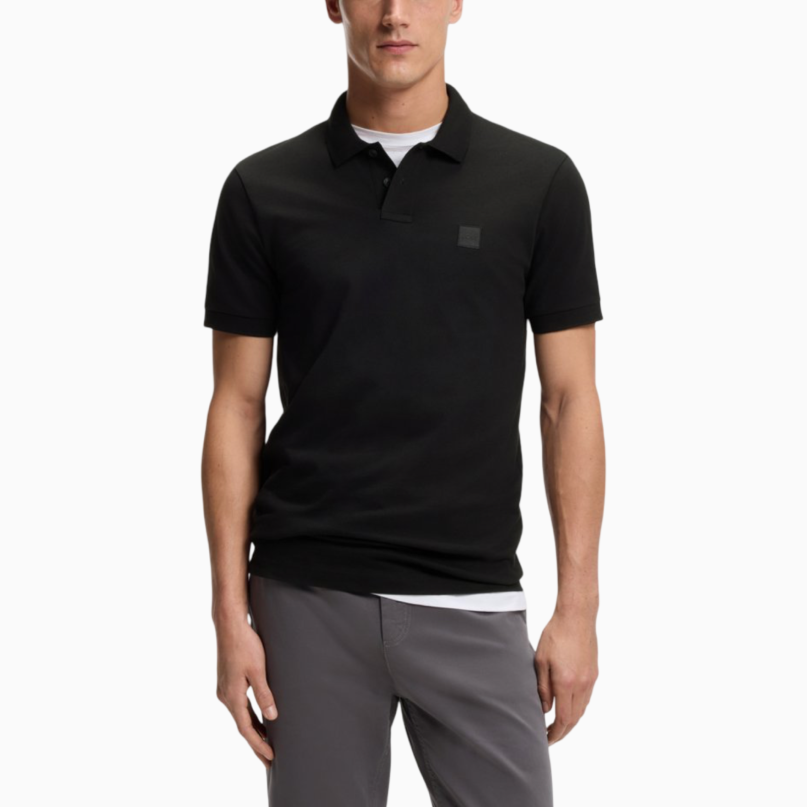 Мъжка черна поло тениска Boss Men Polo Passenger 50507803 001 Front View